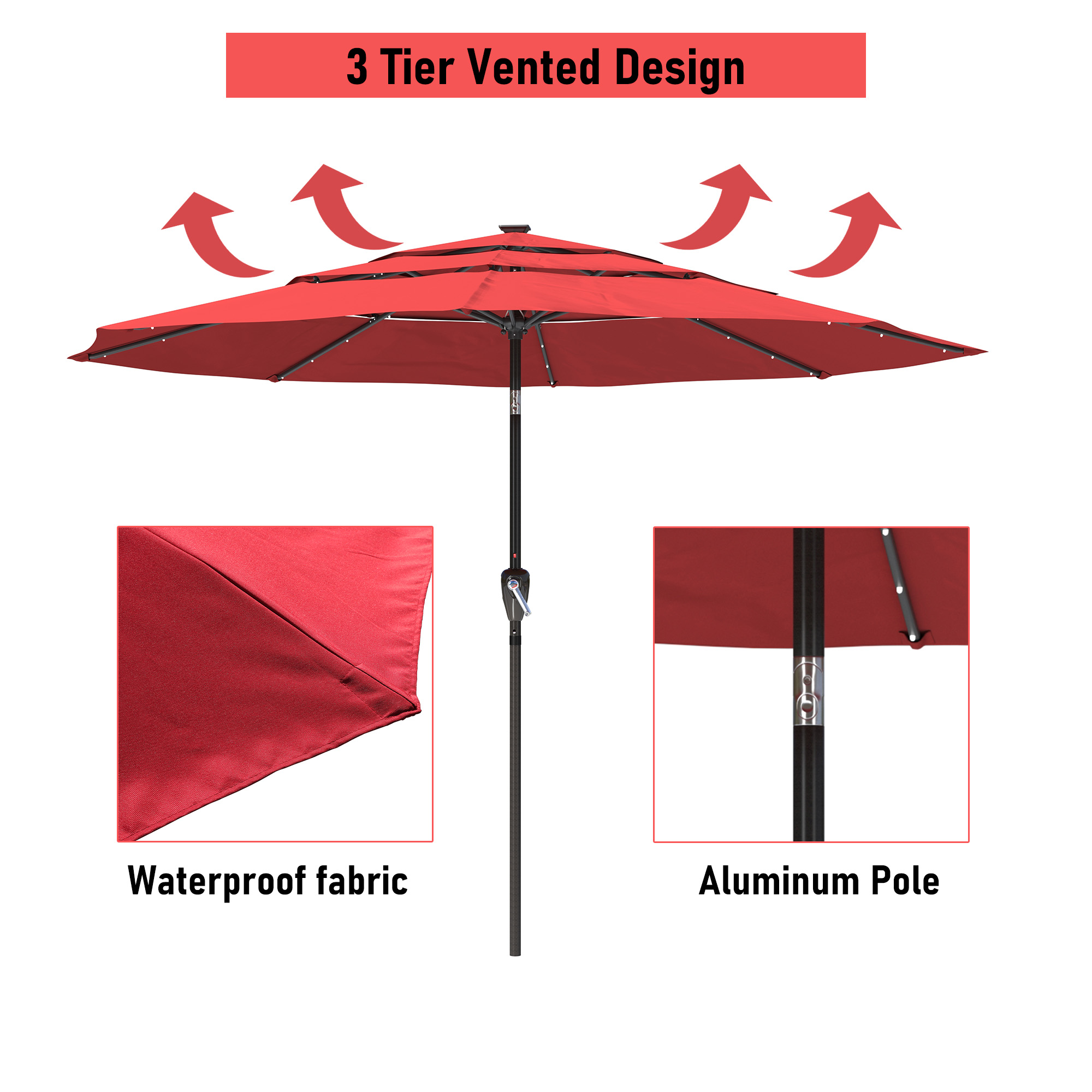 Mondawe 11-Ft Market Patio Umbrella with LED-Mondawe