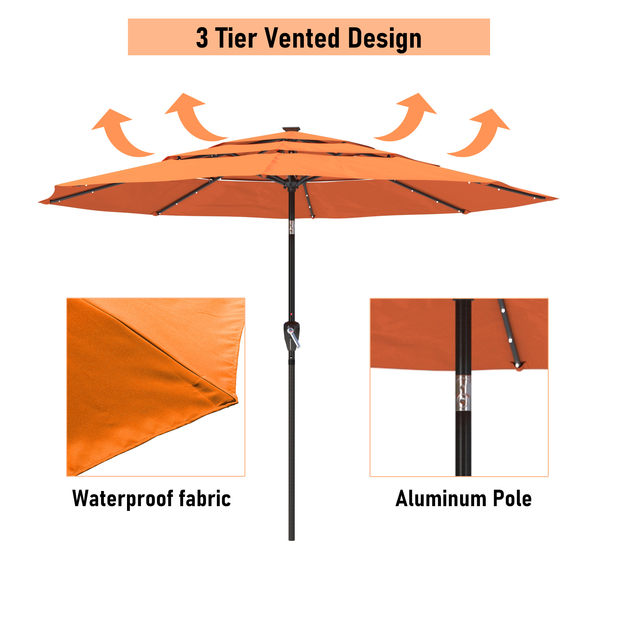 Mondawe 11-Ft Market Patio Umbrella with LED-Mondawe