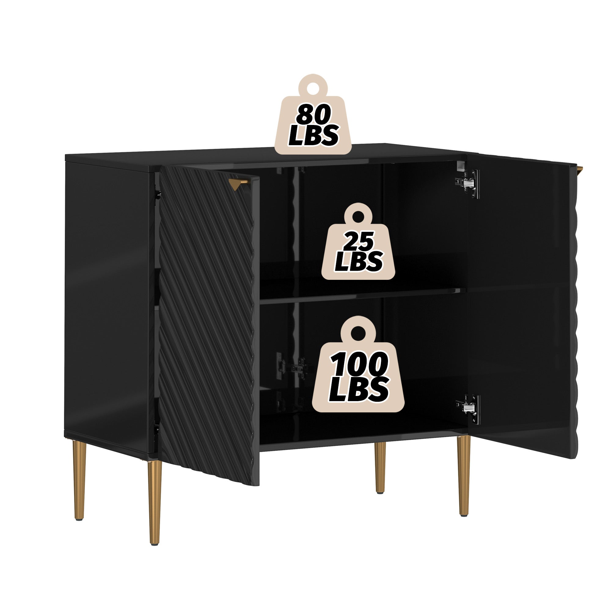 Boyel Living 2-Door White Locker Accent Storage Cabinet with Tapered Support Legs