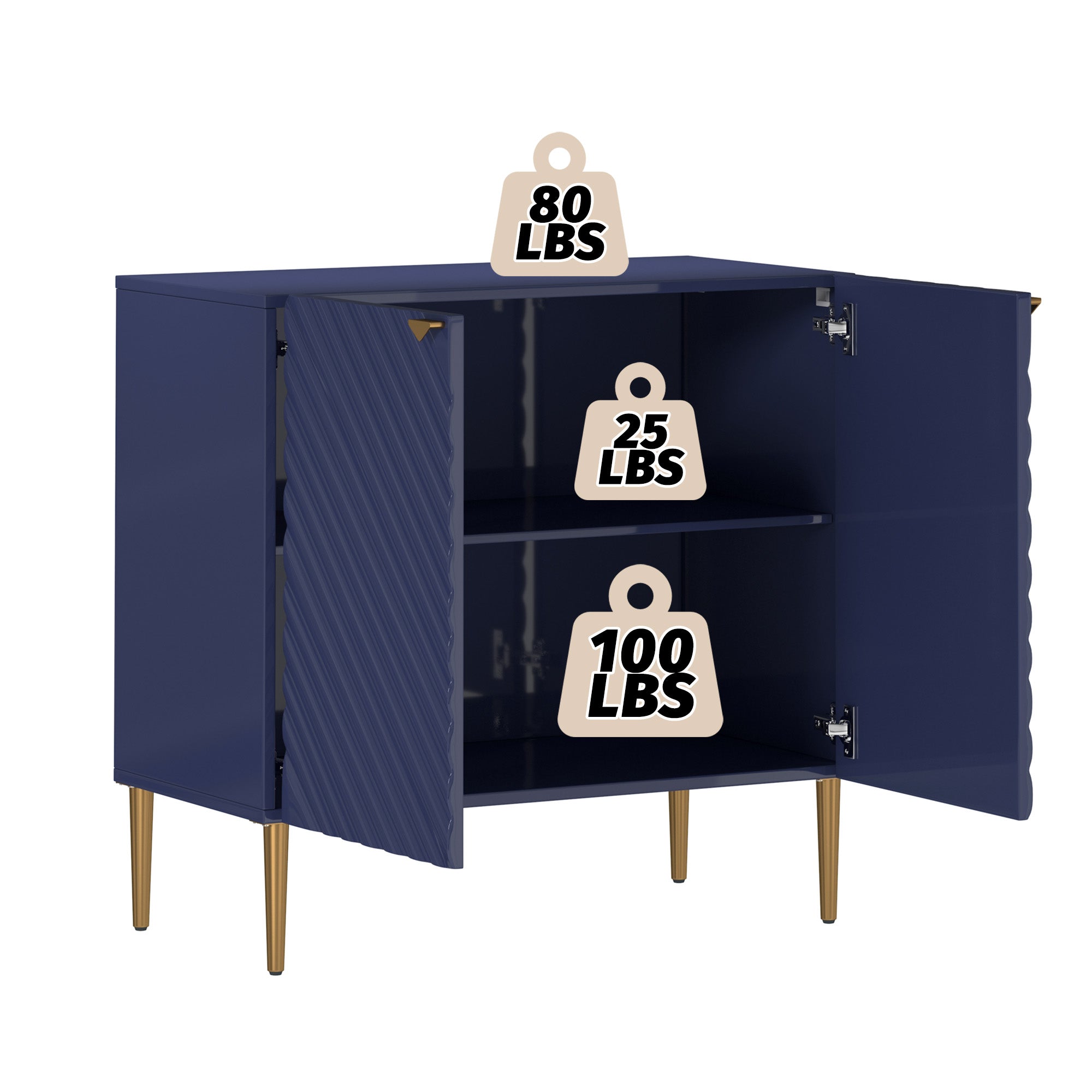 Boyel Living 2-Door White Locker Accent Storage Cabinet with Tapered Support Legs