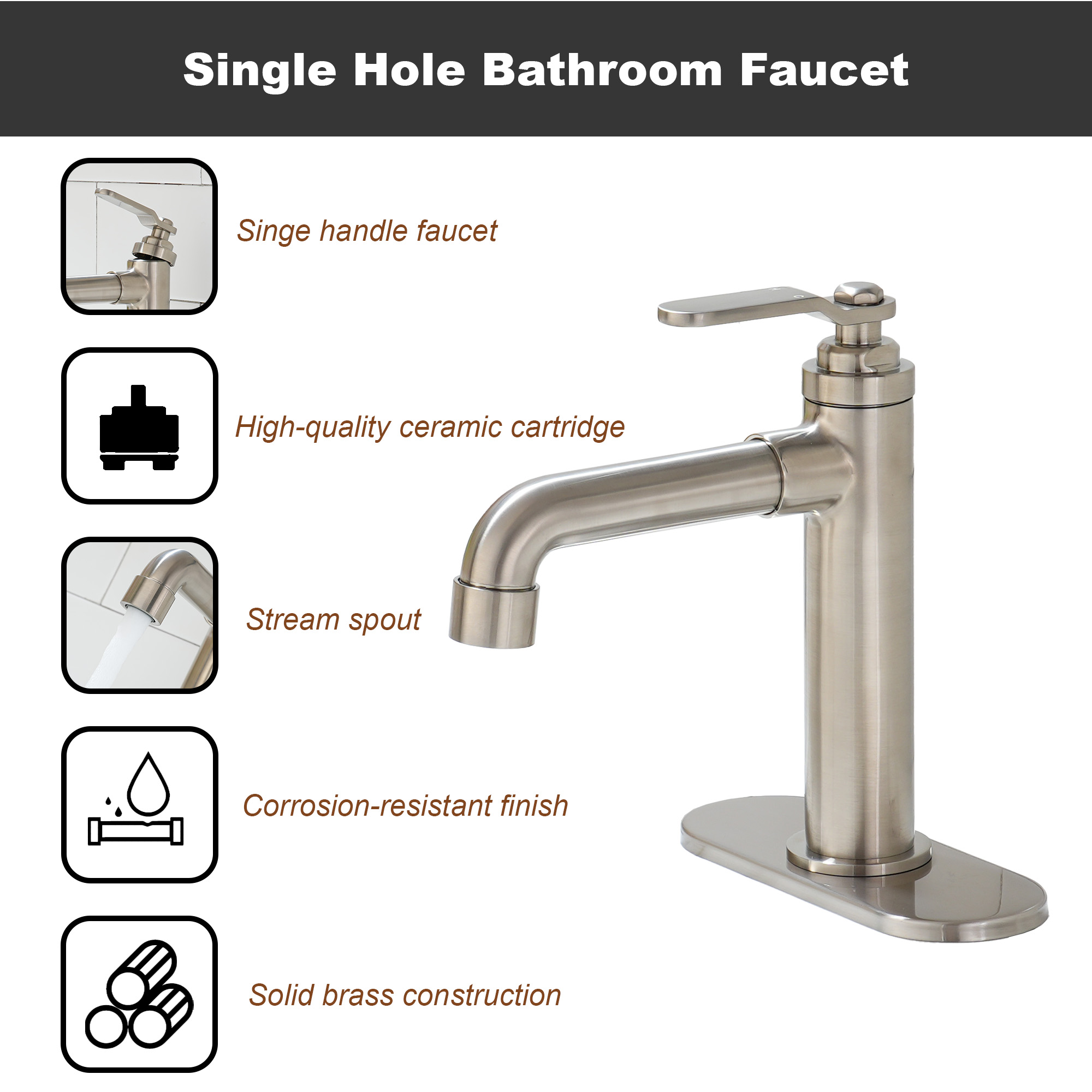 1.2 GPM Single Handle Single Hole Vessel Bathroom Faucet with Deckplate and Pop-Up Drain Kit in Brushed Nickel / Oil Rubbed Bronze