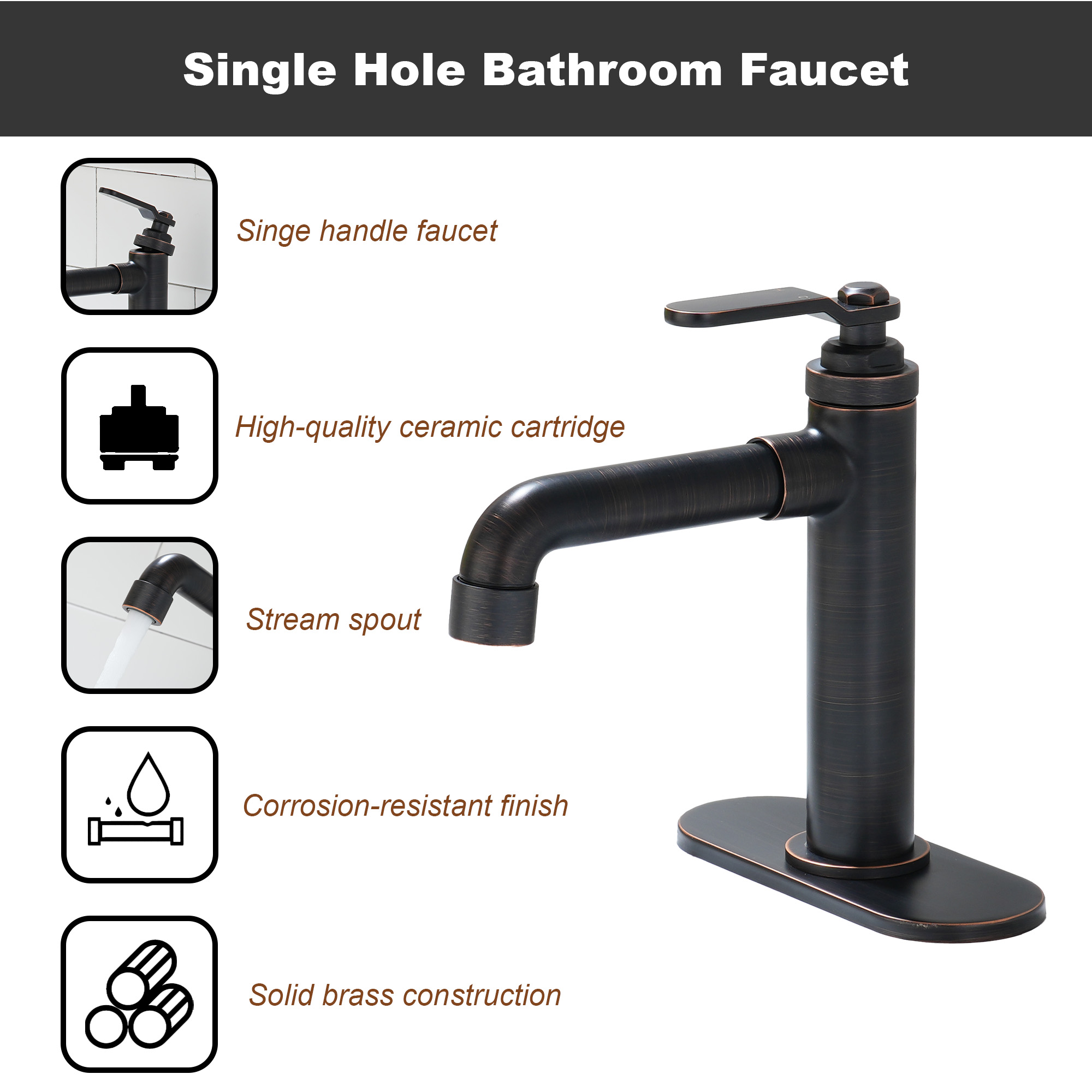 1.2 GPM Single Handle Single Hole Vessel Bathroom Faucet with Deckplate and Pop-Up Drain Kit in Brushed Nickel / Oil Rubbed Bronze