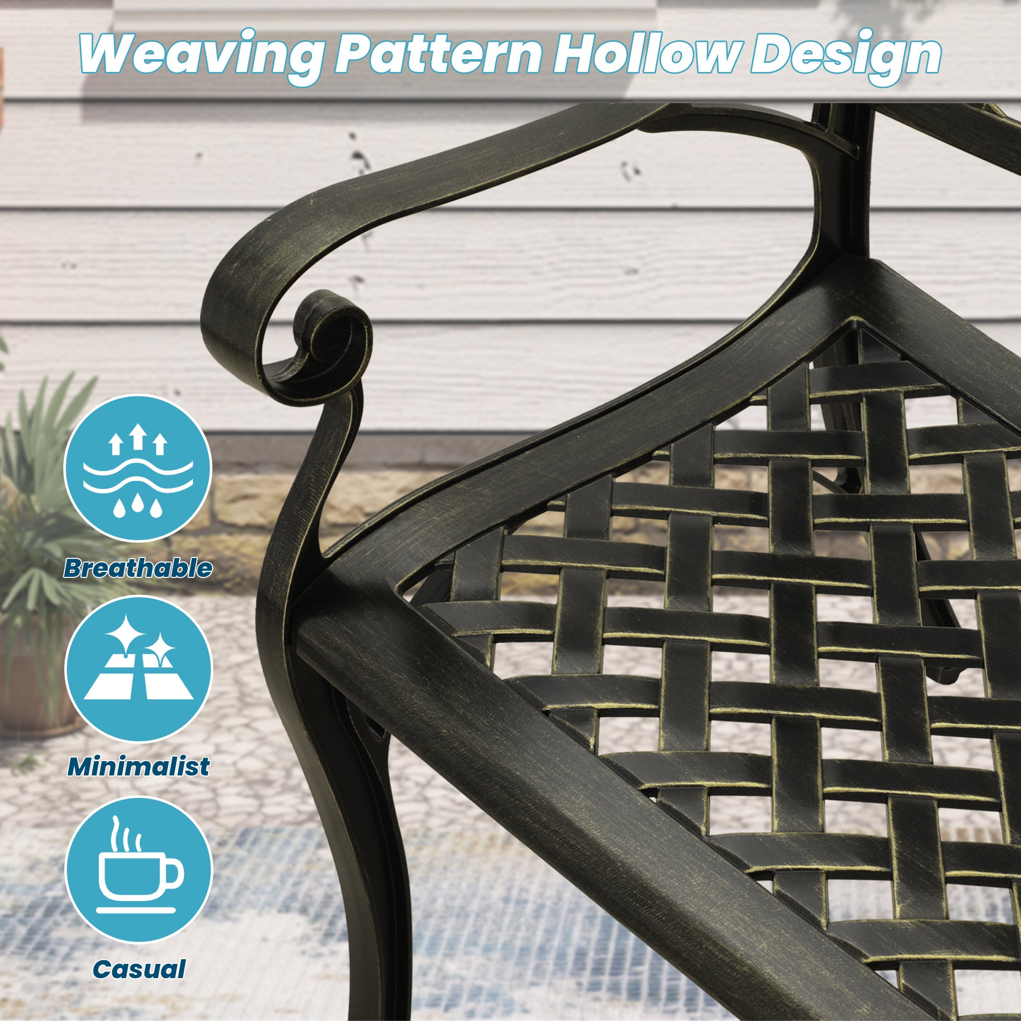 Patio Bench 40-in W x 31.5-in H Bronze Aluminum Garden Bench