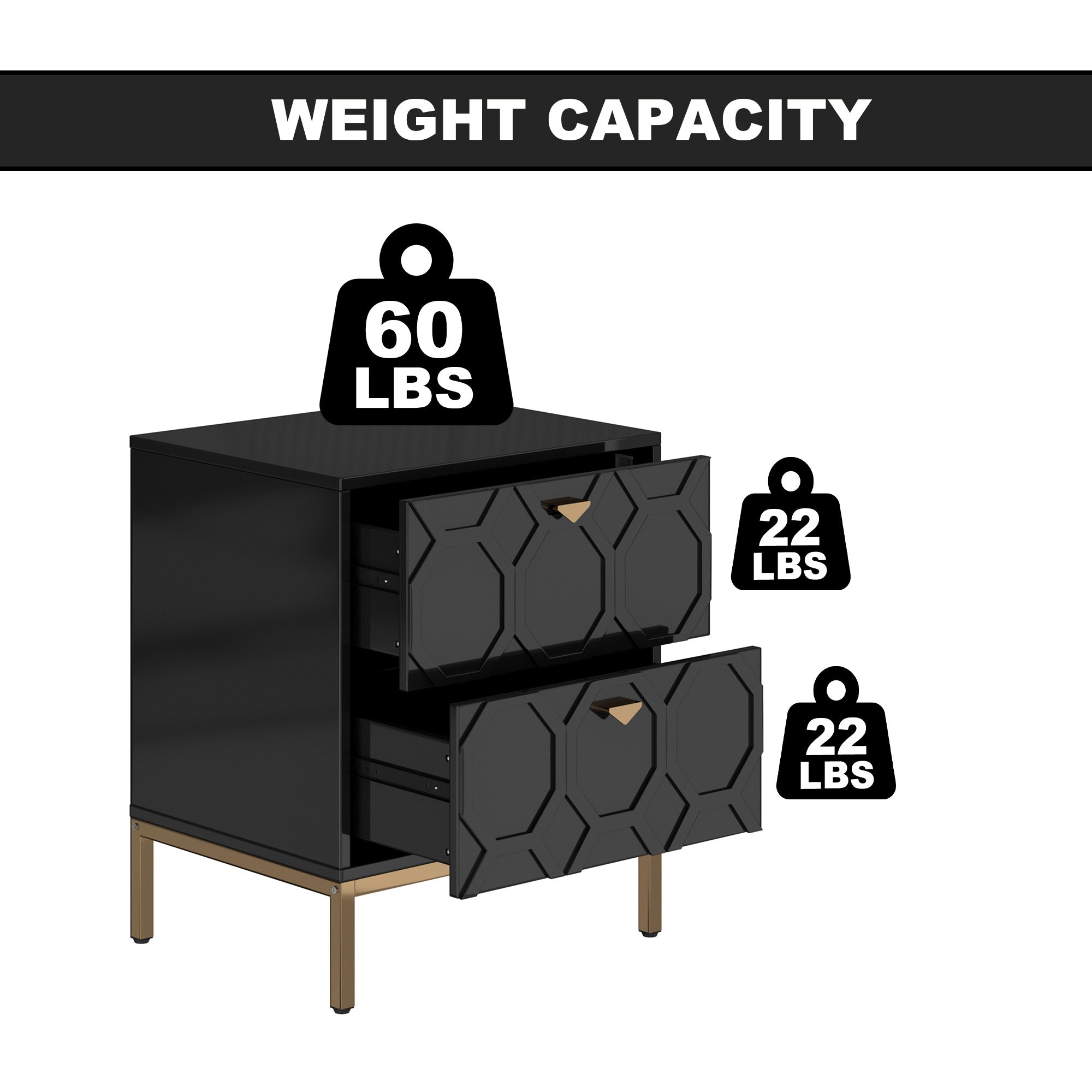 Boyel Living Honeycomb Wooden 2-Drawer Side Table in White
