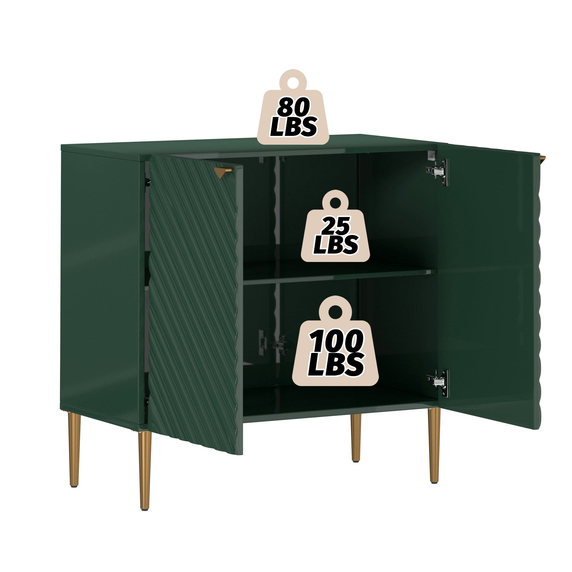 Boyel Living 2-Door White Locker Accent Storage Cabinet with Tapered Support Legs