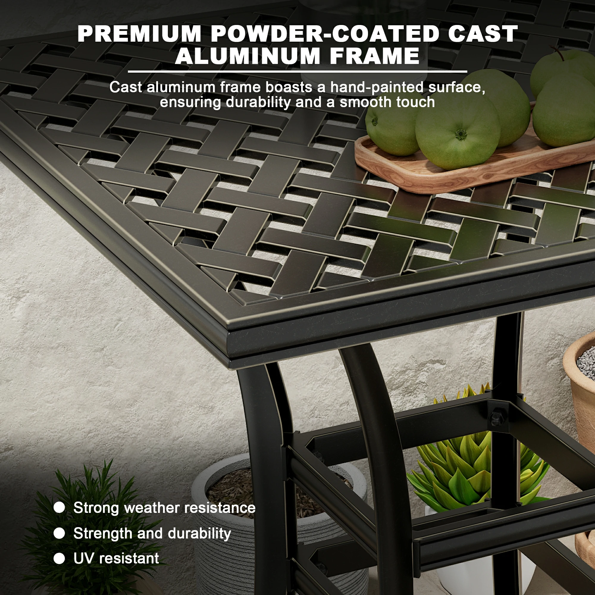 Square Outdoor Table Bar Stool 29-in W x 29-in L with Umbrella Hole