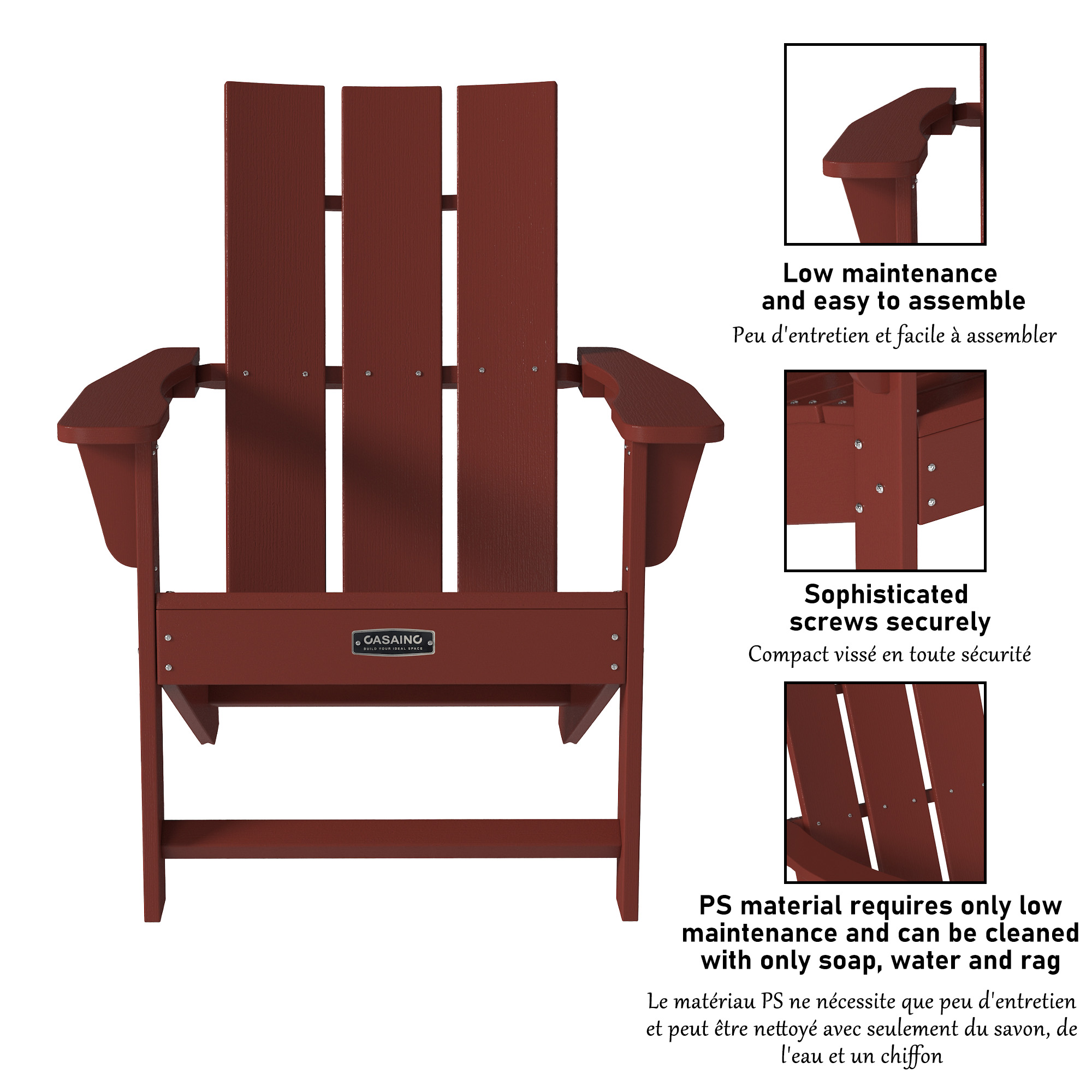 5-Piece/3-Piece HDPE Adirondack Chair Outdoor Meeting Set with Fire Pit Table, 28-inch Square 40,000 BTU Auto-Ignition Propane Gas Firepit with Waterproof Cover 