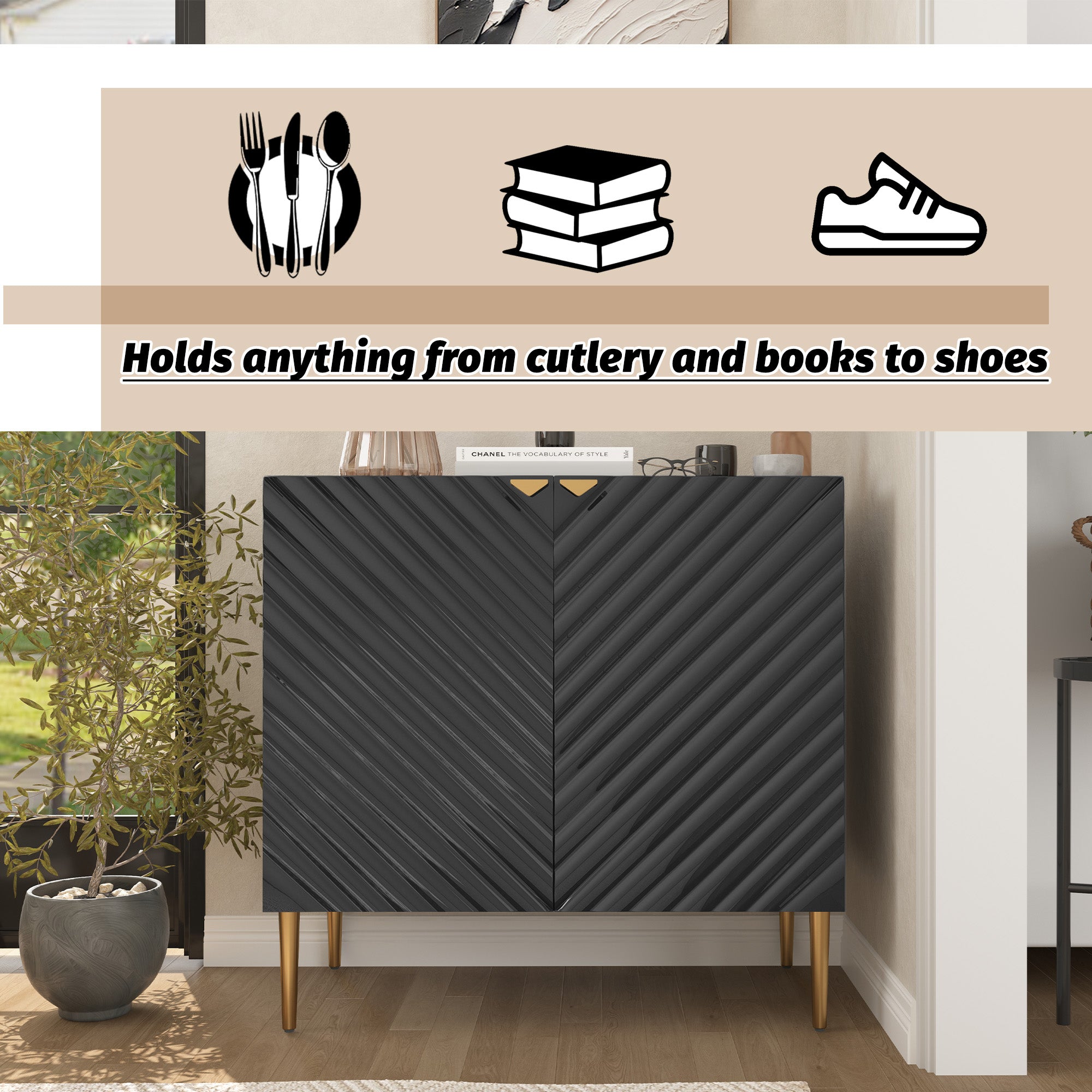 Boyel Living 2-Door White Locker Accent Storage Cabinet with Tapered Support Legs