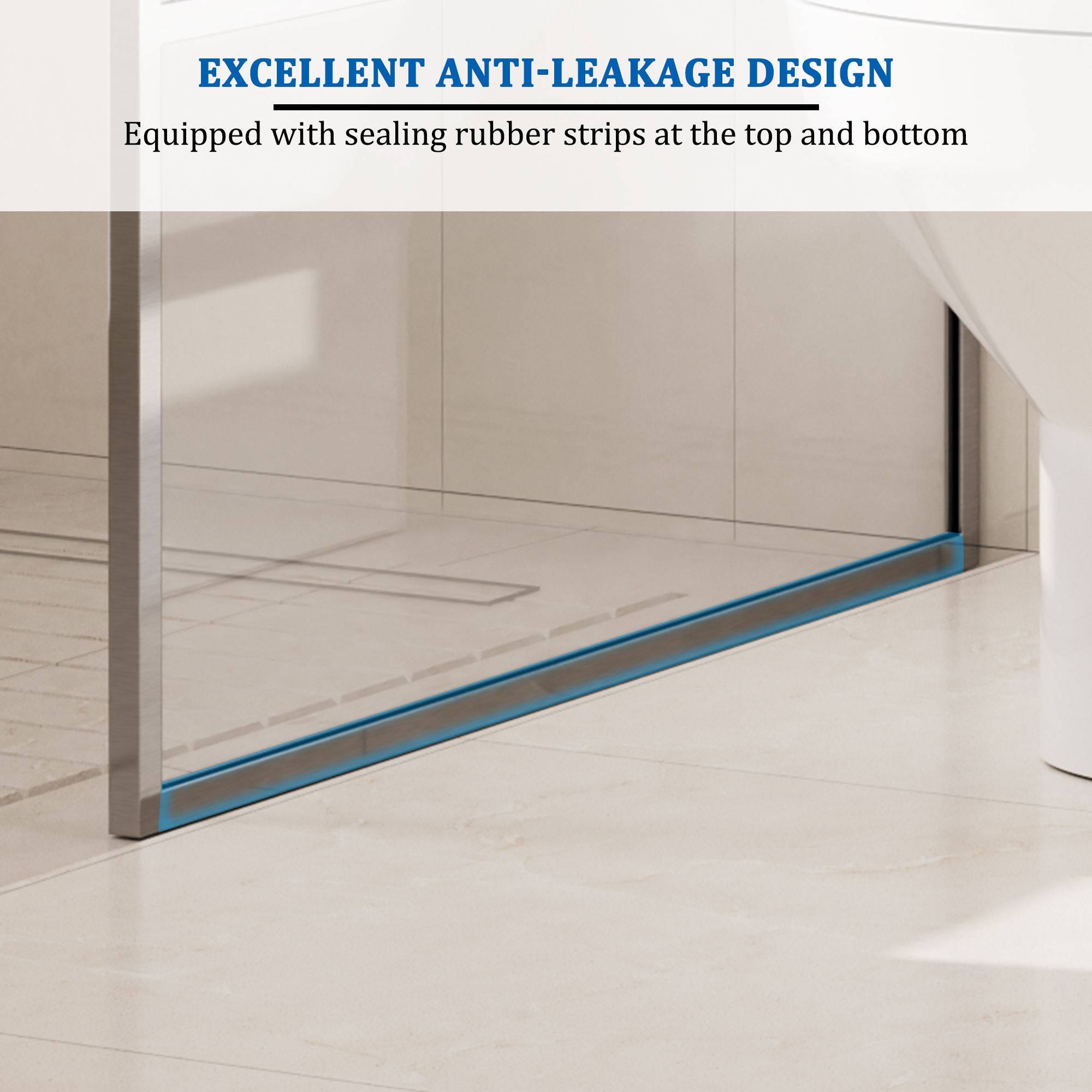 34"x74" Glass Shower Spliced Screen Panel with 304 Stainless Steel Hardware