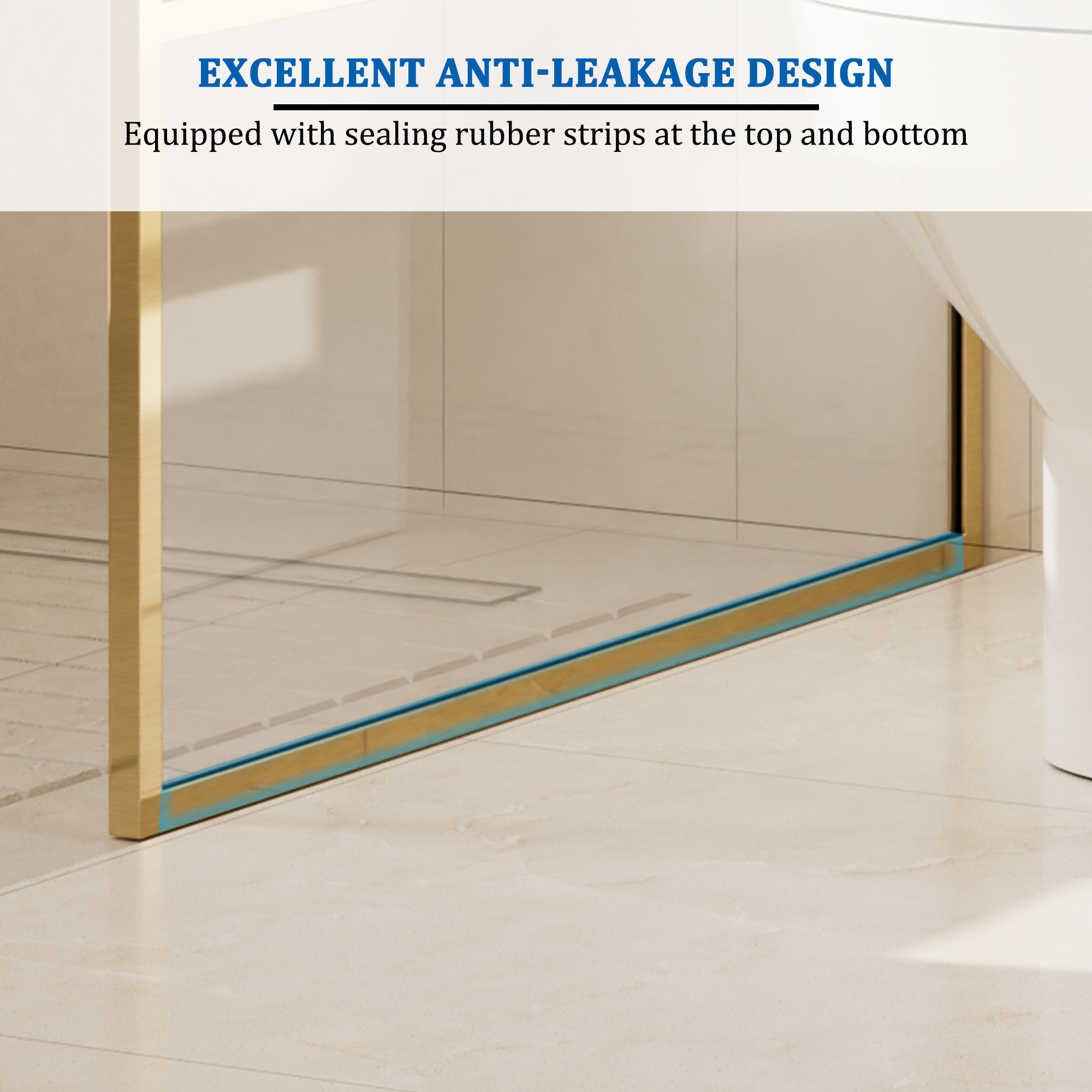 34"x74" Glass Shower Spliced Screen Panel with 304 Stainless Steel Hardware