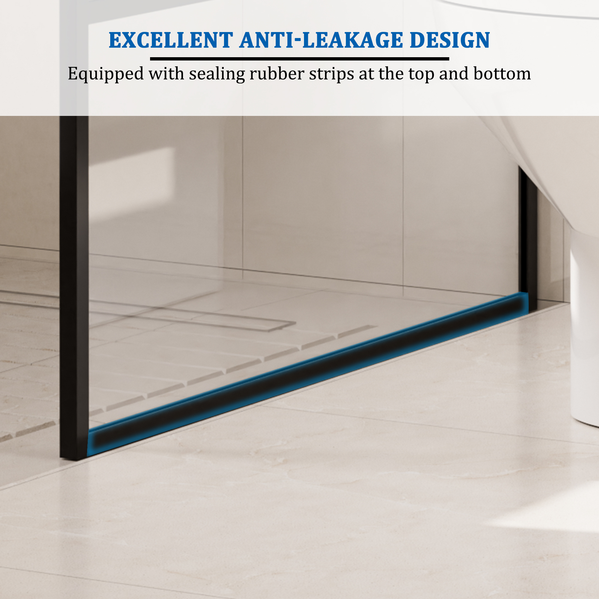 34"x74" Glass Shower Spliced Screen Panel with 304 Stainless Steel Hardware