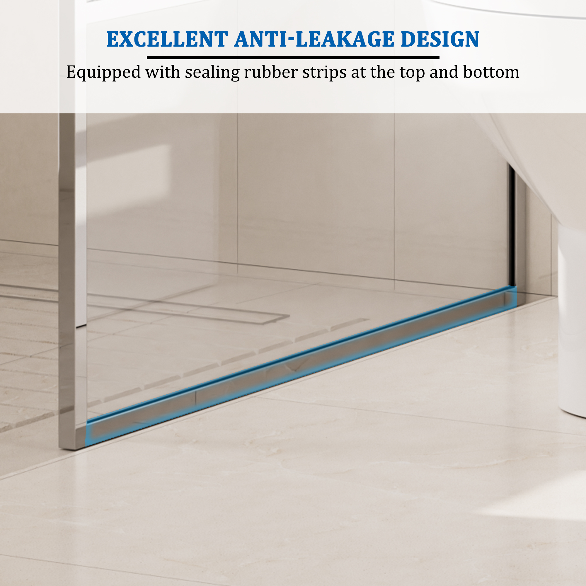 34"x74" Glass Shower Spliced Screen Panel with 304 Stainless Steel Hardware