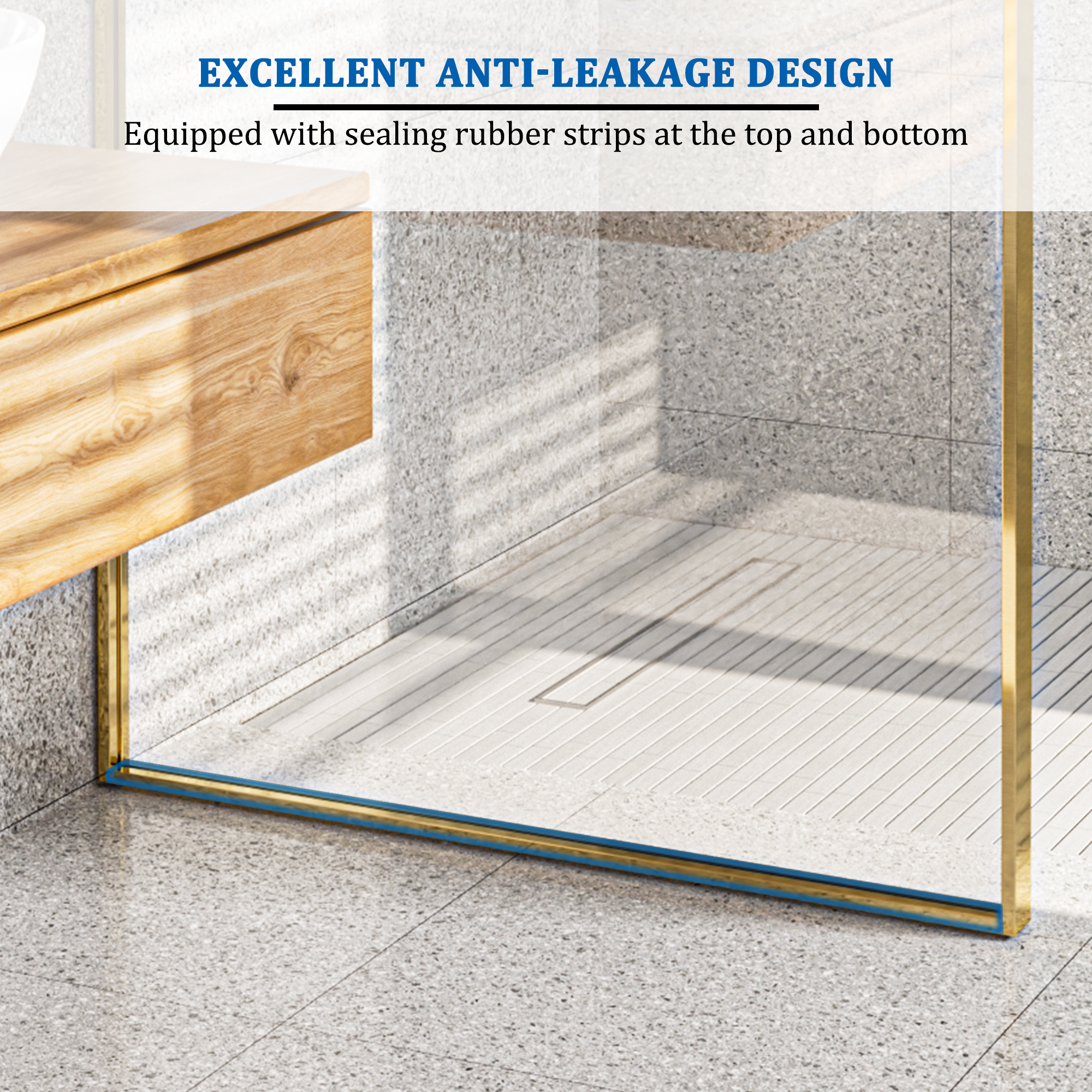 34"x78" Tempered Glass Shower Screen with Integrated Curved Frame