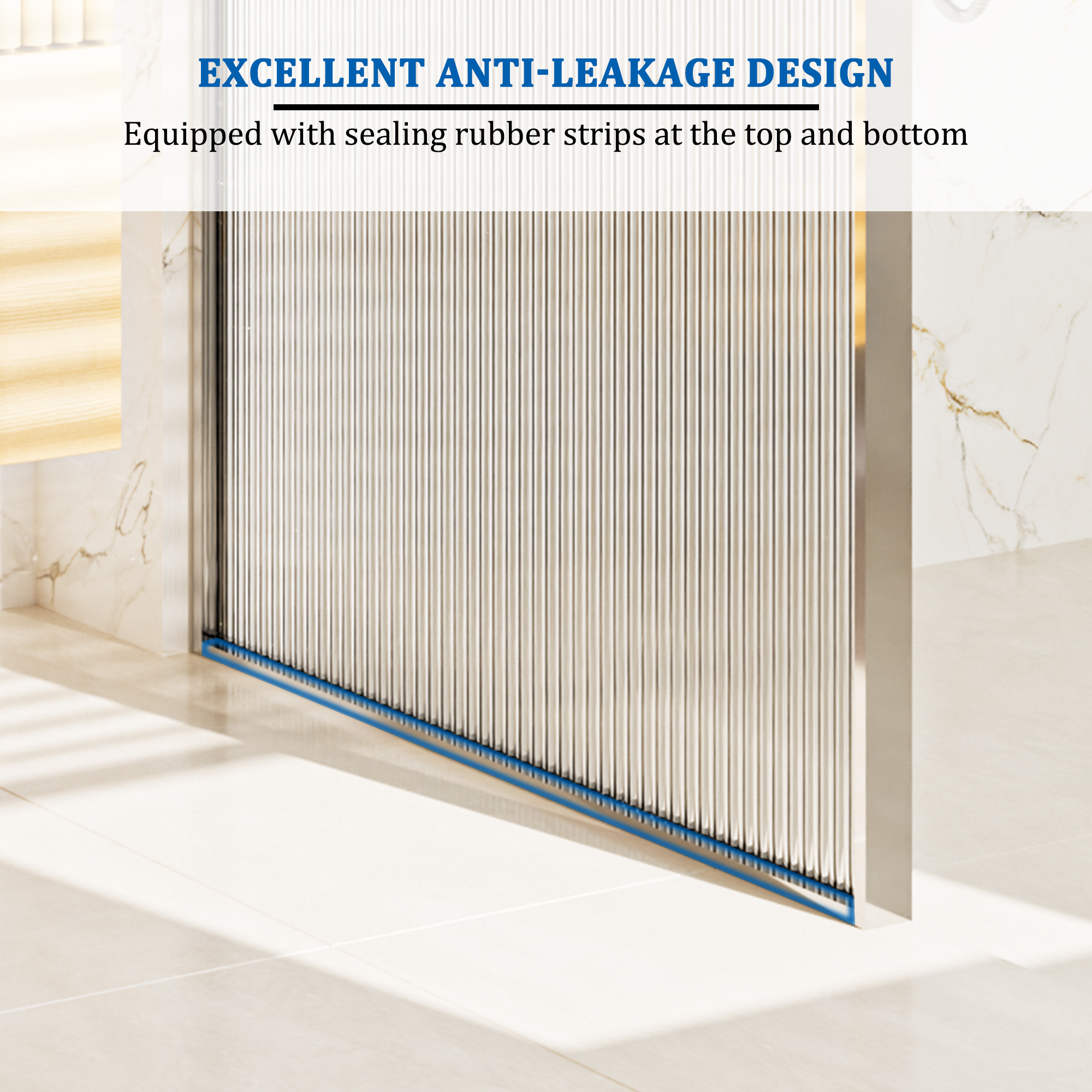 34"x78" Curved Frosted Glass Shower Screen with 10mm SGCC-Certified Tempered Glass