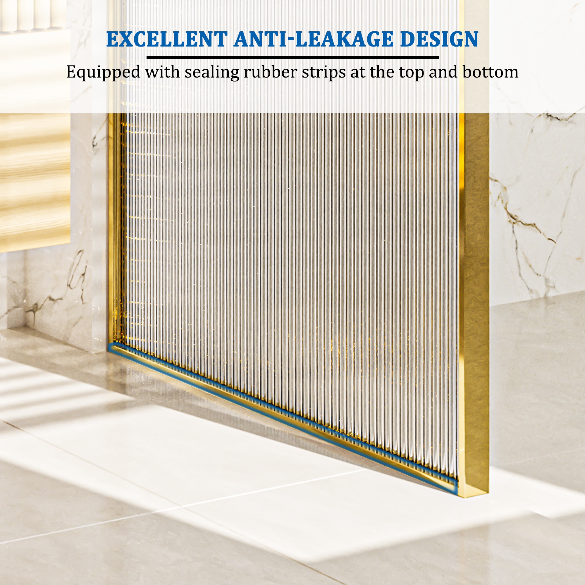 34"x78" Curved Frosted Glass Shower Screen with 10mm SGCC-Certified Tempered Glass