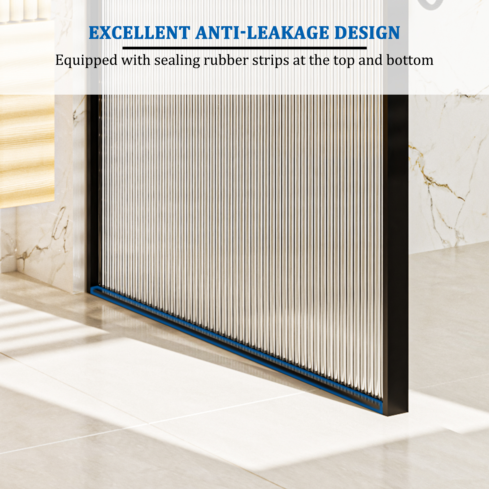 34"x78" Curved Frosted Glass Shower Screen with 10mm SGCC-Certified Tempered Glass