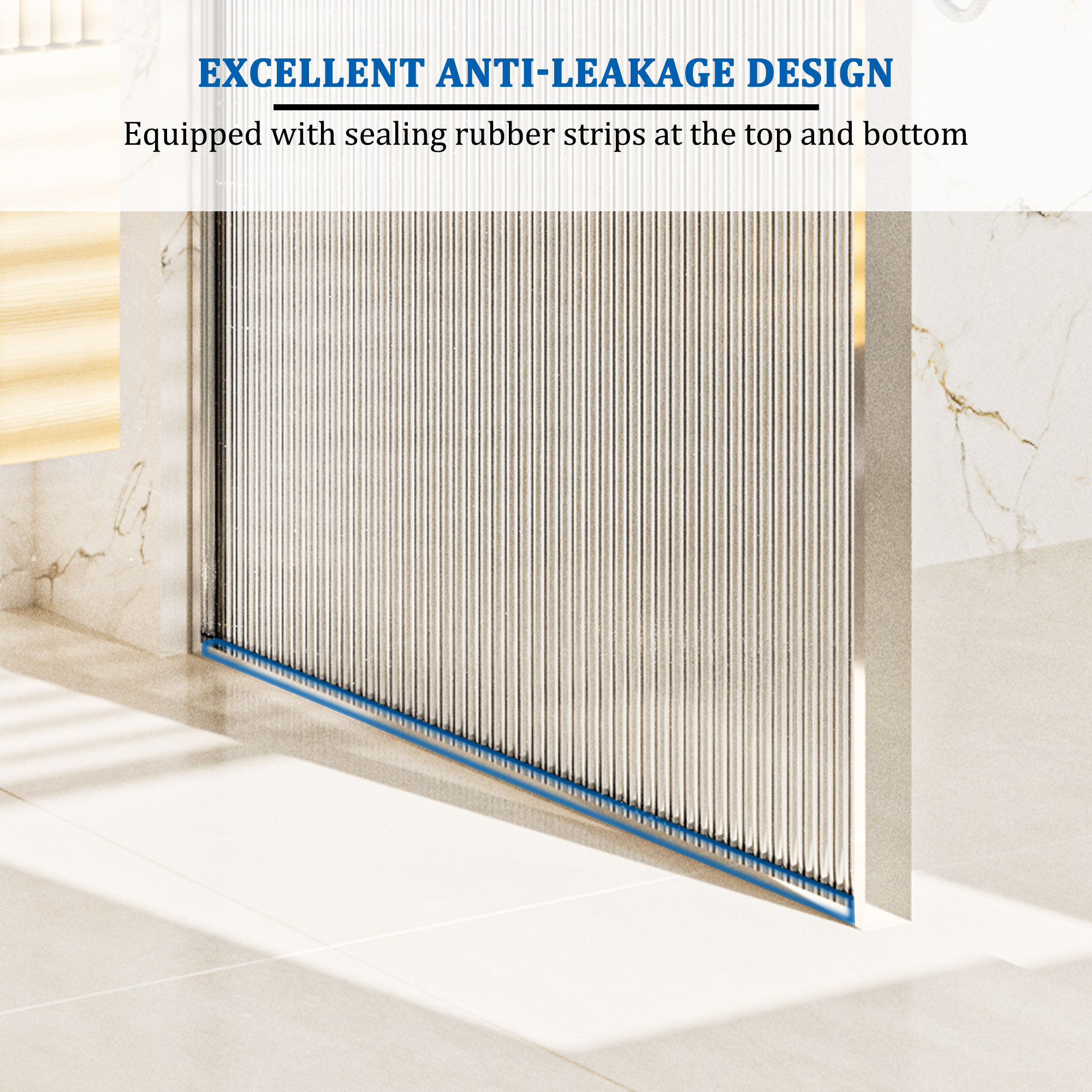 34"x78" Curved Frosted Glass Shower Screen with 10mm SGCC-Certified Tempered Glass