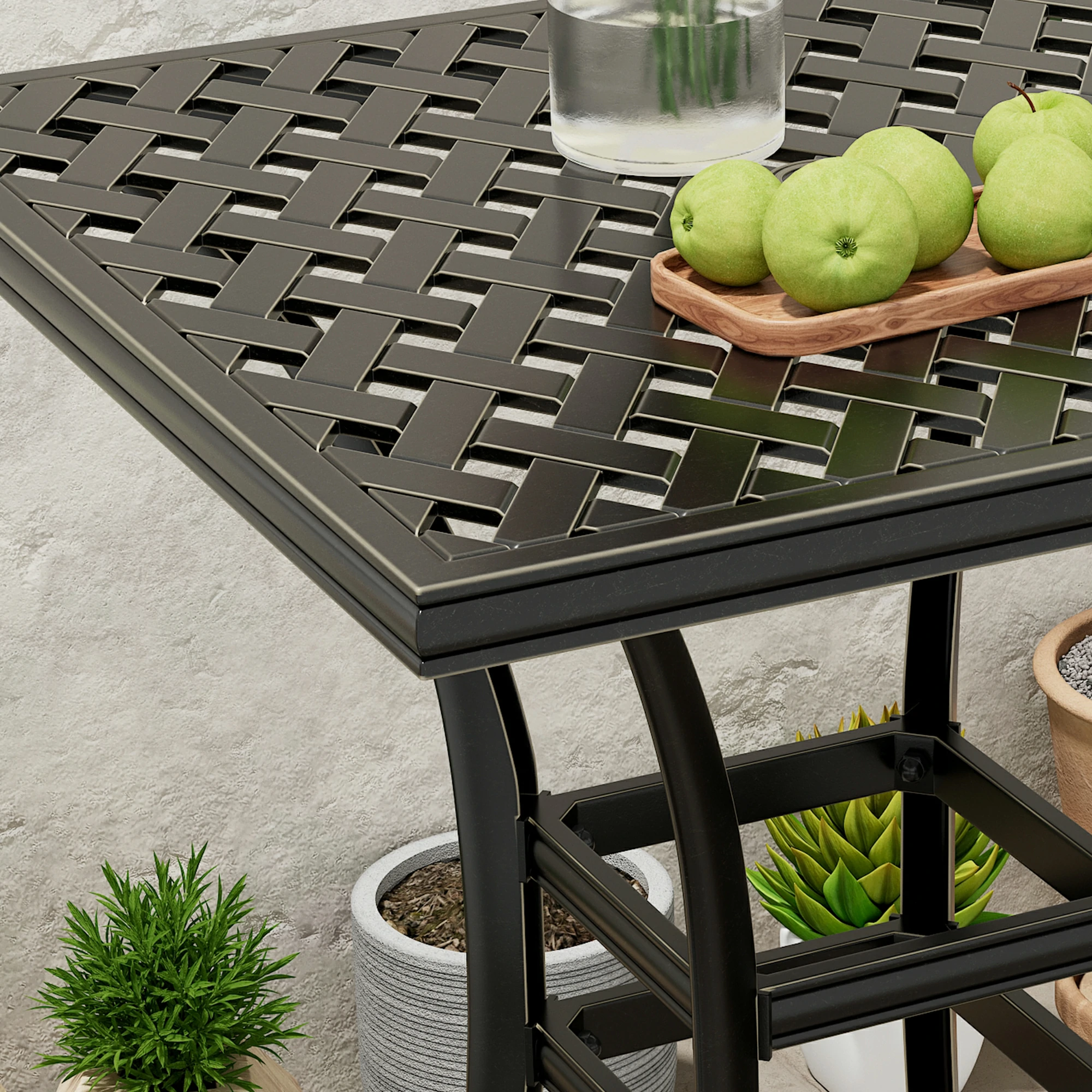 Square Outdoor Table Bar Stool 29-in W x 29-in L with Umbrella Hole