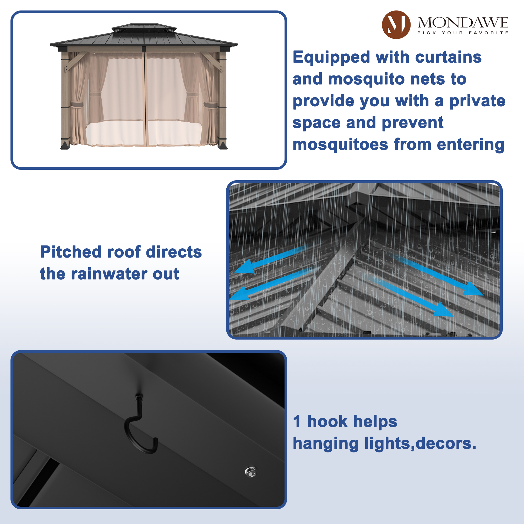 10 ft. x 12 ft. Outdoor Cedar Wood Frame Patio Gazebo Canopy