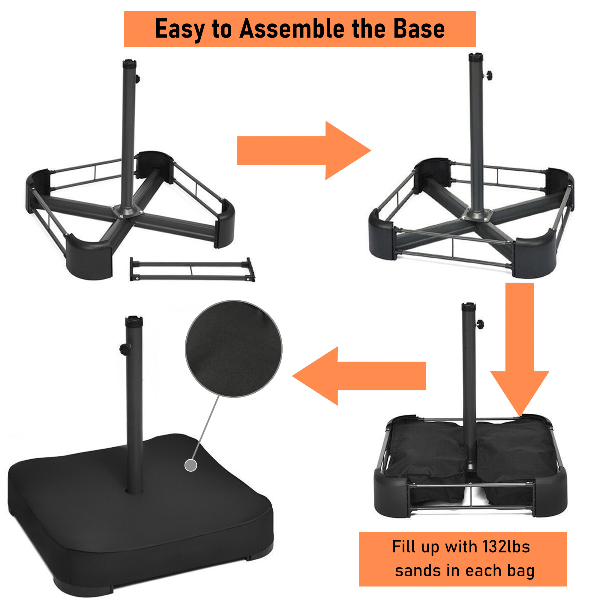 Mondawe 15ft Rectangular Patio Umbrella with Base and LED Lights-Mondawe