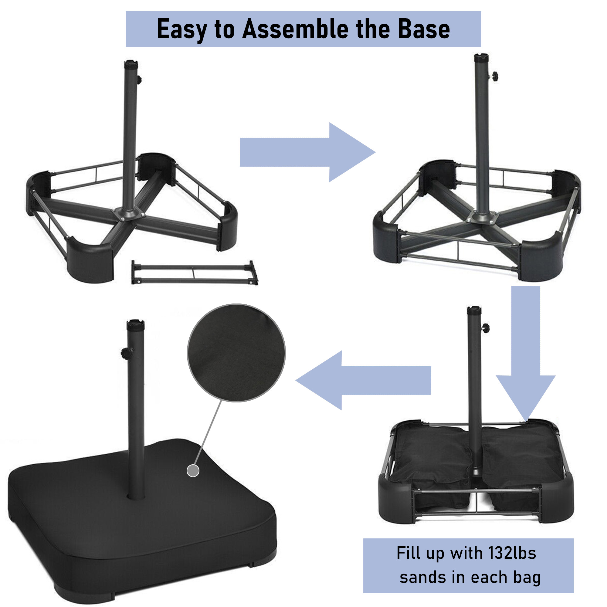 Mondawe 15ft Rectangular Patio Market Umbrella with Base-Mondawe