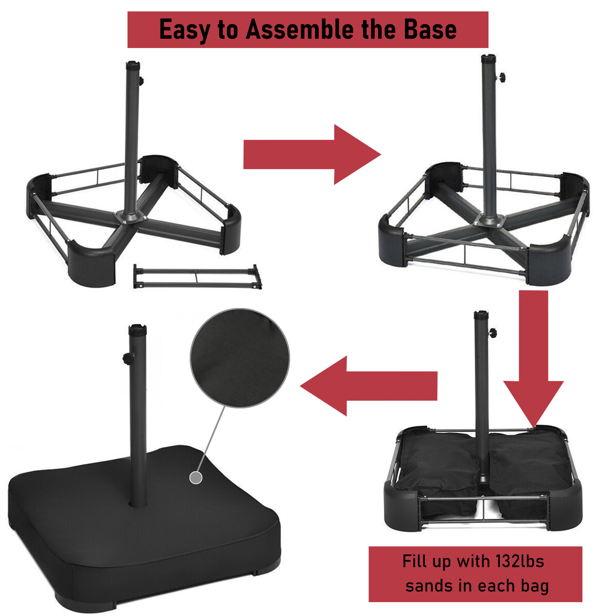 Mondawe 15ft Rectangular Patio Market Umbrella with Base-Mondawe