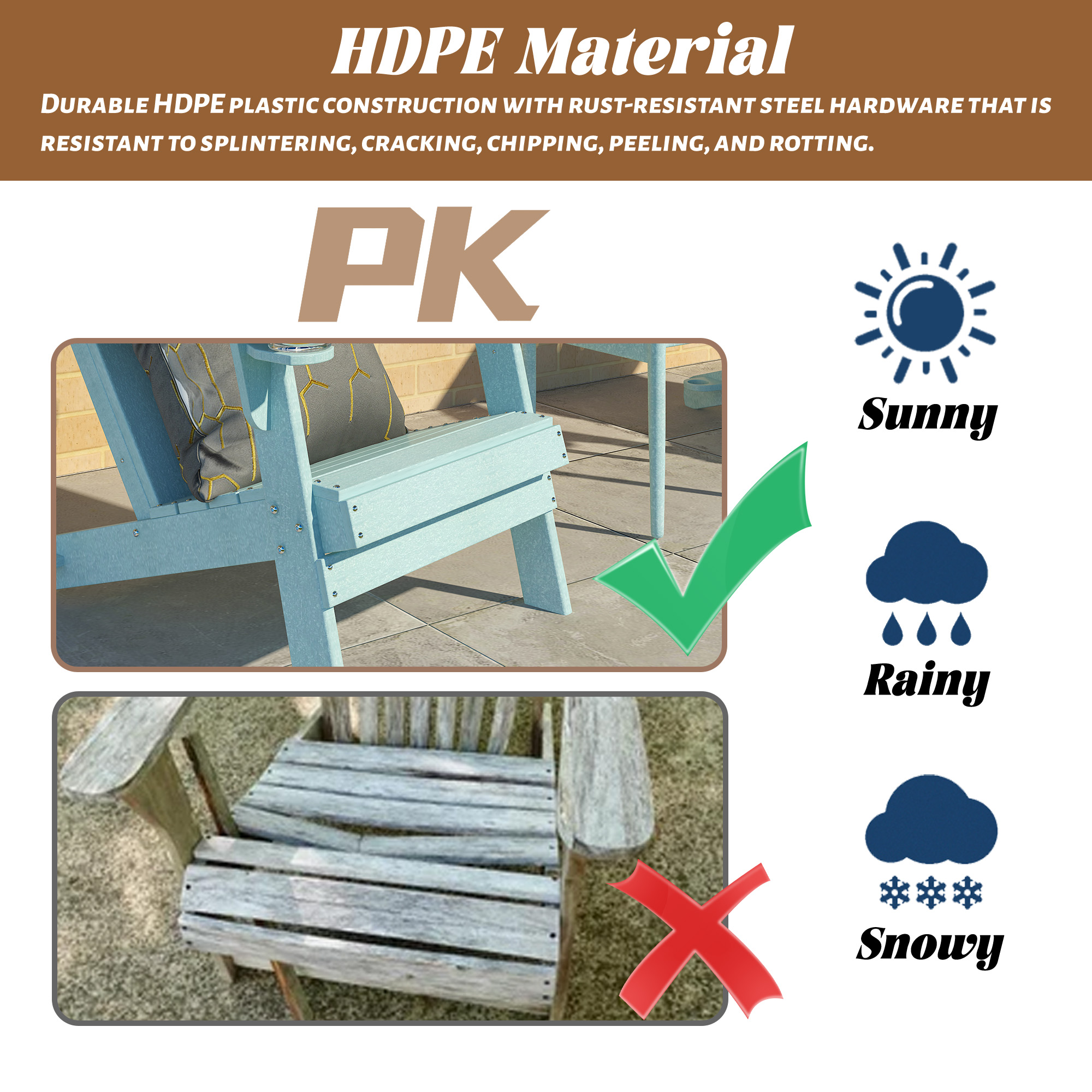 5-Piece/3-Piece HDPE Adirondack Chairs with Cup Holder and Umbrella Hole Outdoor Set and 32-inch Square Fire Pit Table