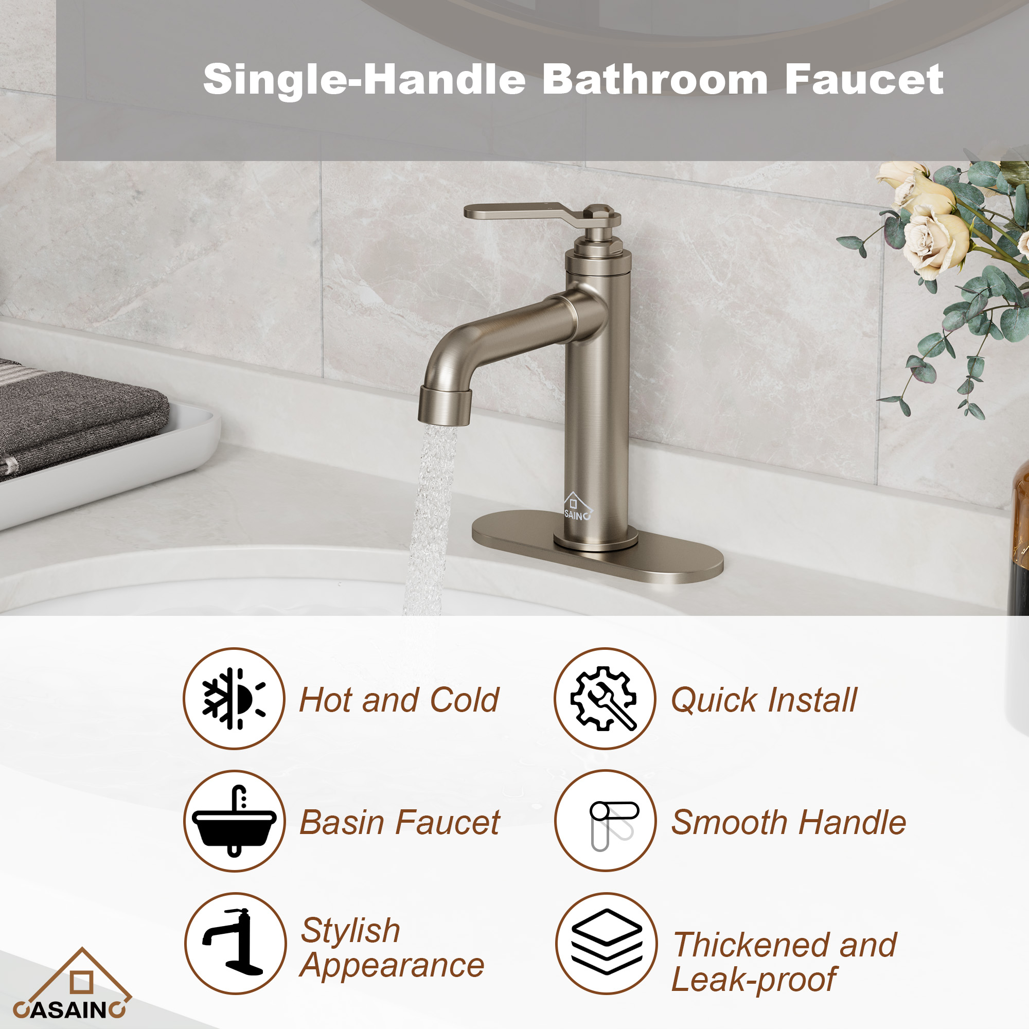 1.2 GPM Single Handle Single Hole Vessel Bathroom Faucet with Deckplate and Pop-Up Drain Kit in Brushed Nickel / Oil Rubbed Bronze