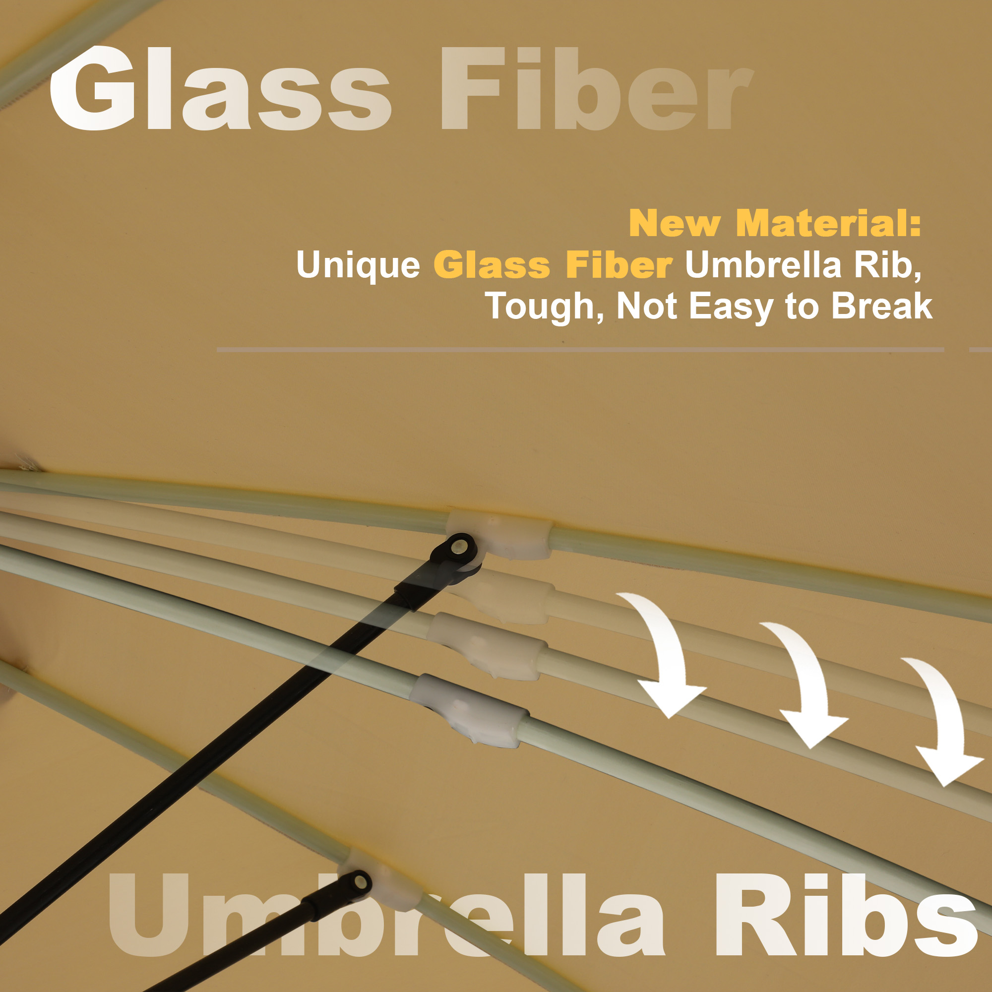 15ft Rectangular Dual-Sided Patio Fiberglass Ribs Umbrella with LED Lights