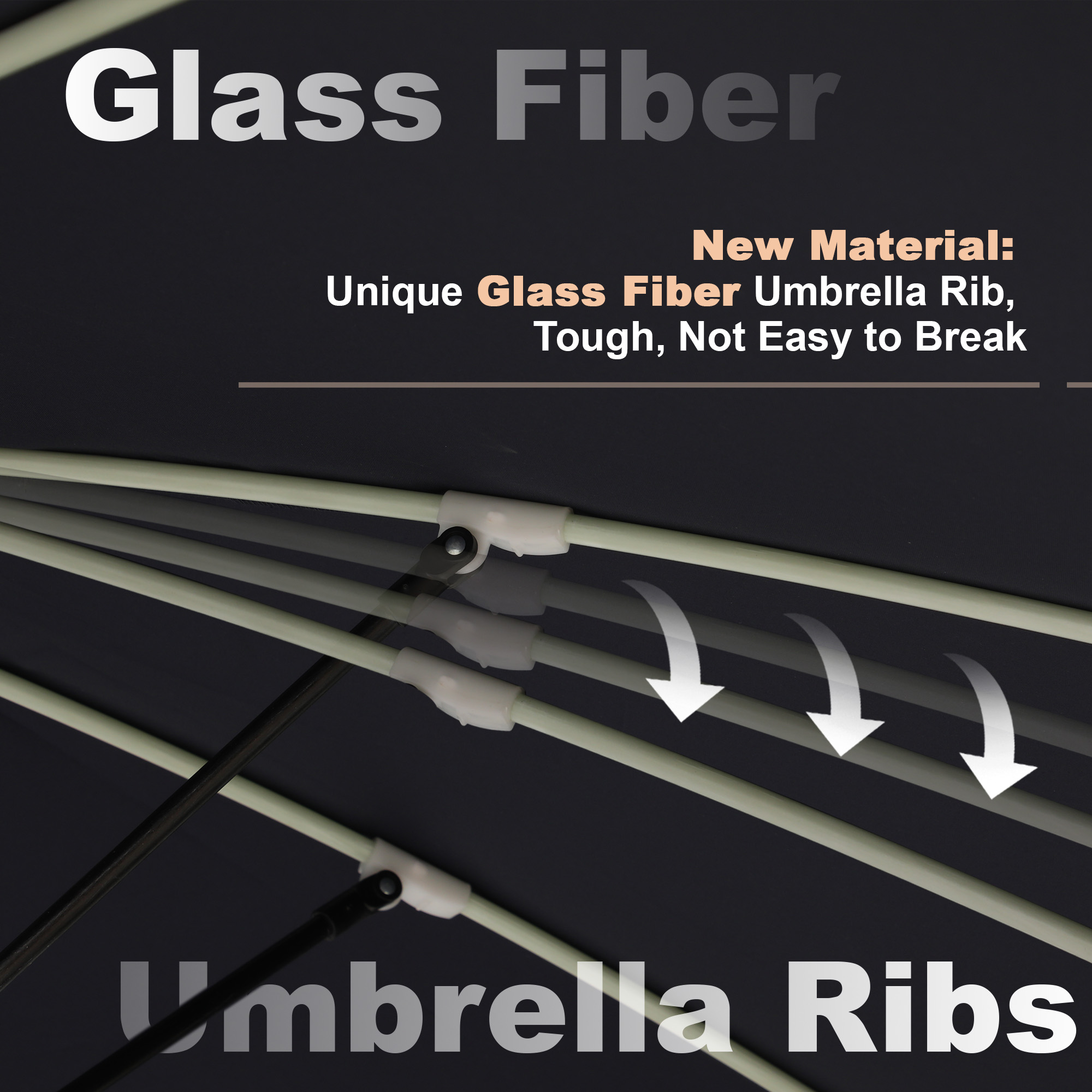 15ft Rectangular Dual-Sided Patio Fiberglass Ribs Umbrella with LED Lights