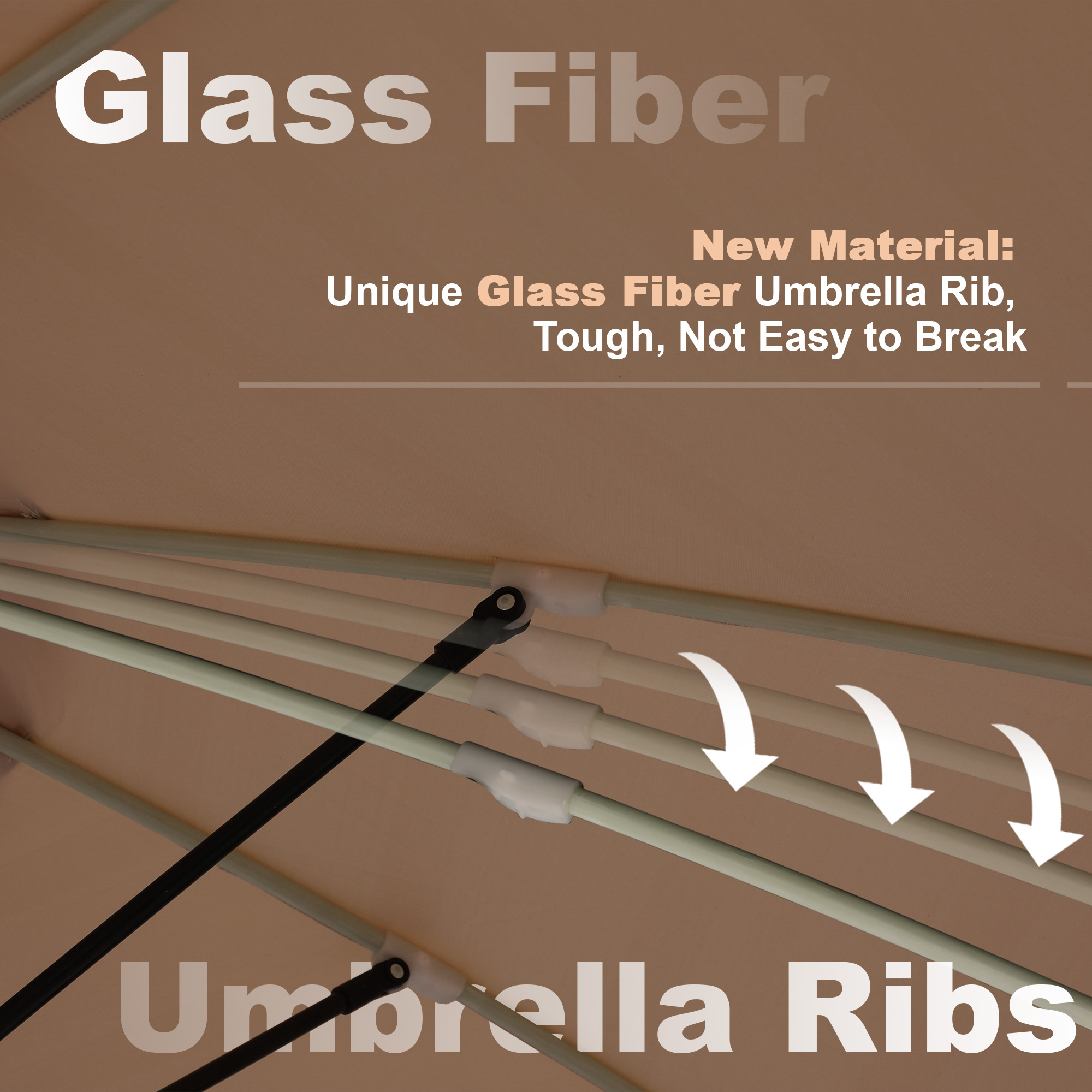 15ft Rectangular Dual-Sided Patio Fiberglass Ribs Umbrella with LED Lights