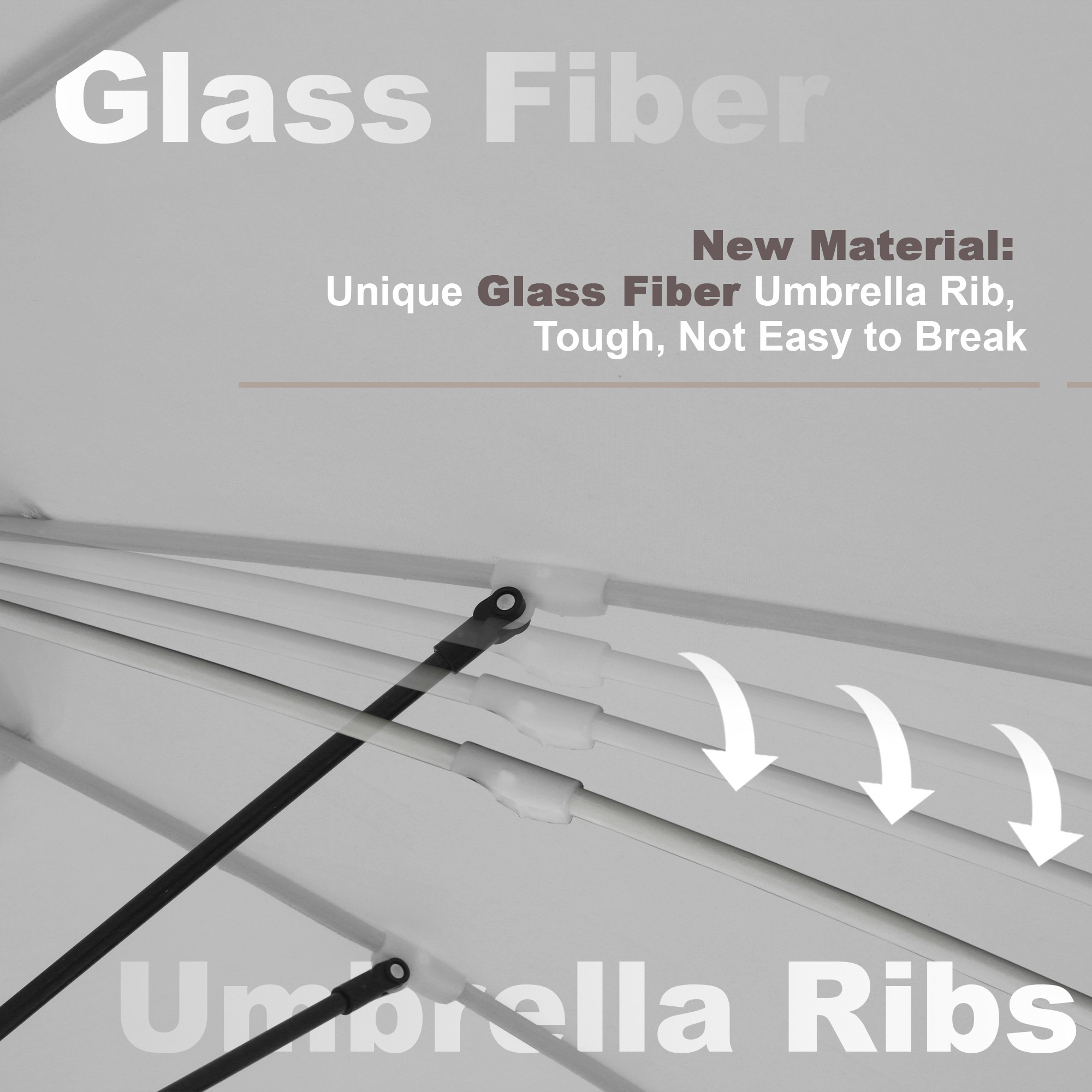 15ft Rectangular Dual-Sided Patio Fiberglass Ribs Umbrella with LED Lights