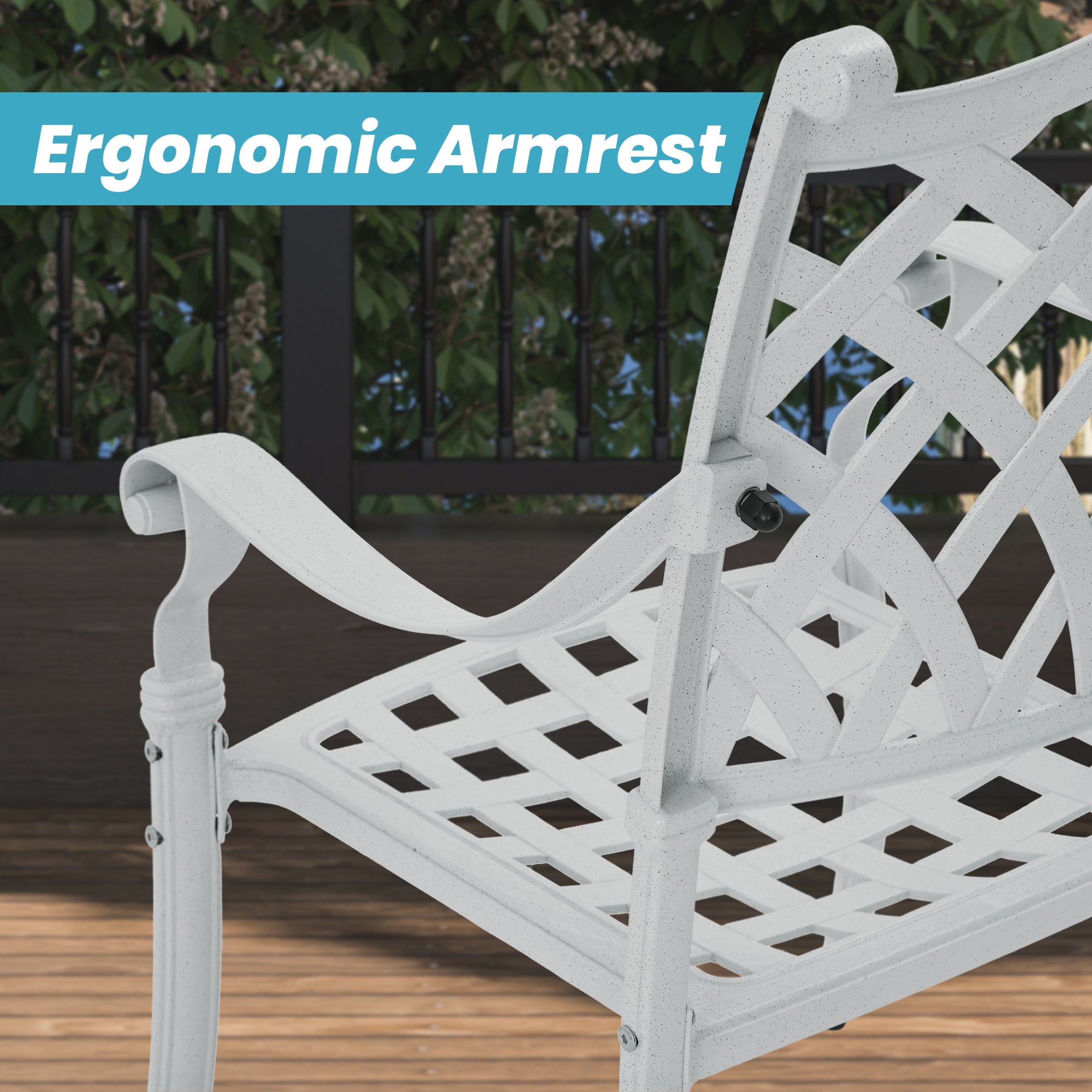 Set of 2 Bronze/White Cast Aluminum Patio Dining Chairs