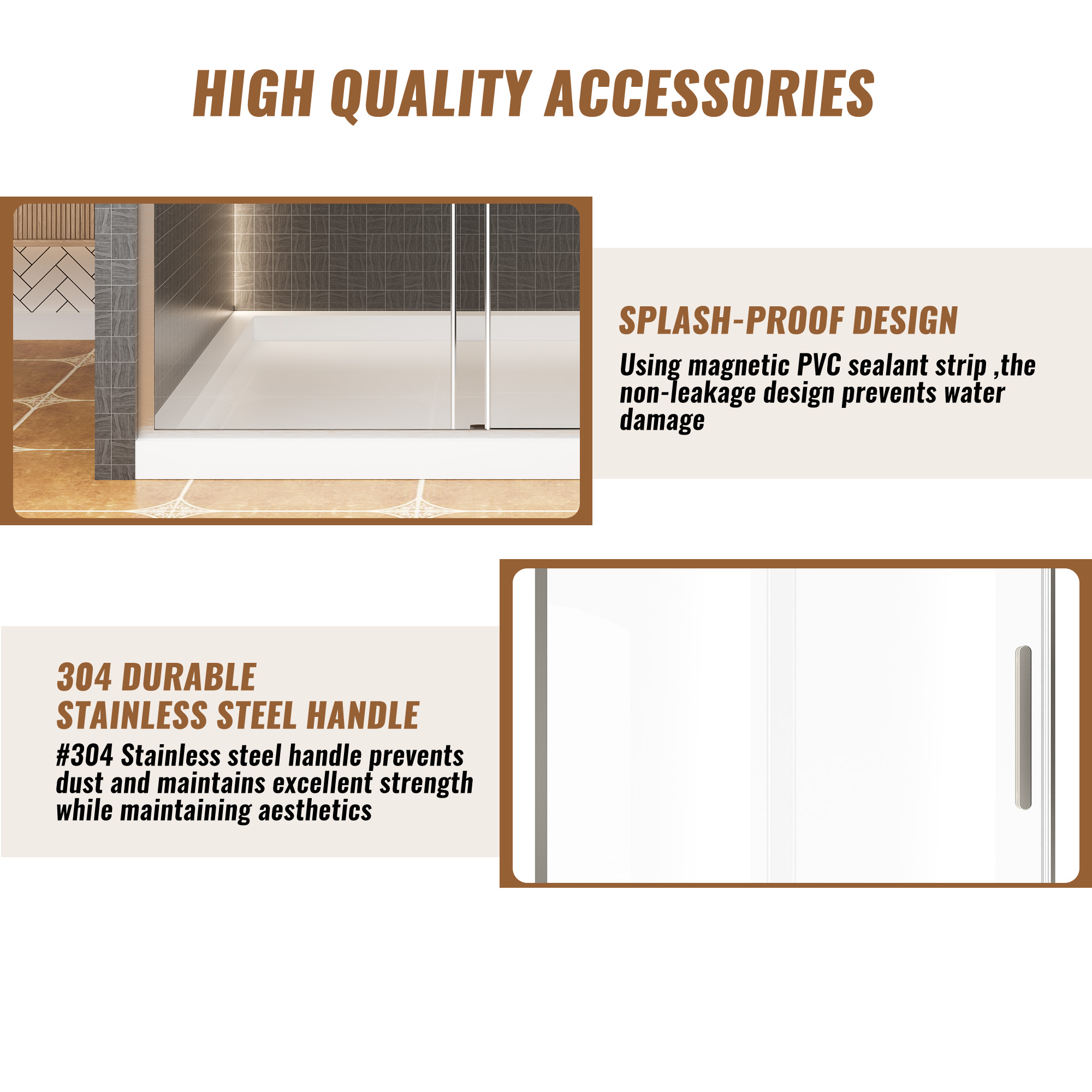 60.6"x 76" Framed Stainless Steel Shower Door with Reversible Installation