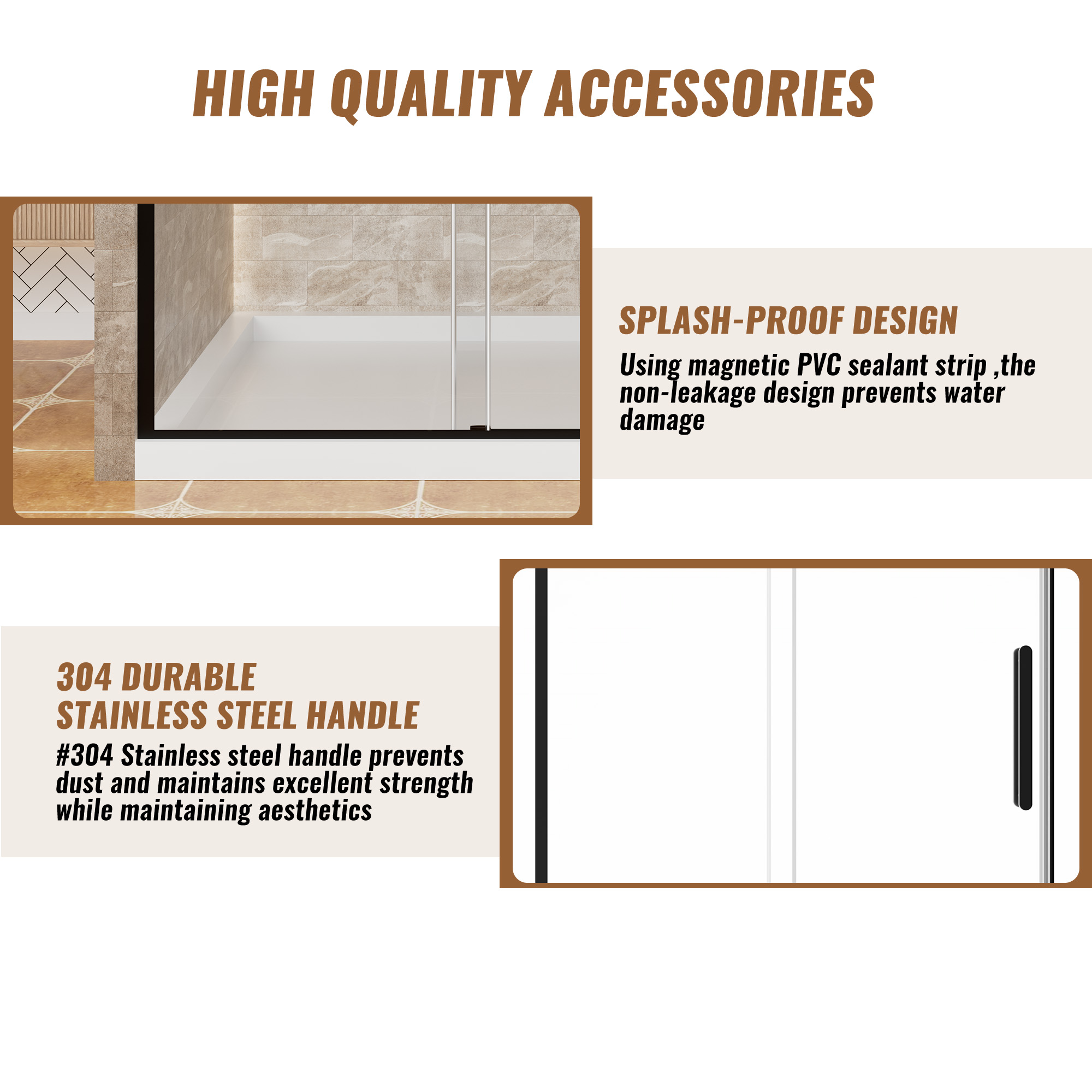 60.6"x 76" Framed Stainless Steel Shower Door with Reversible Installation