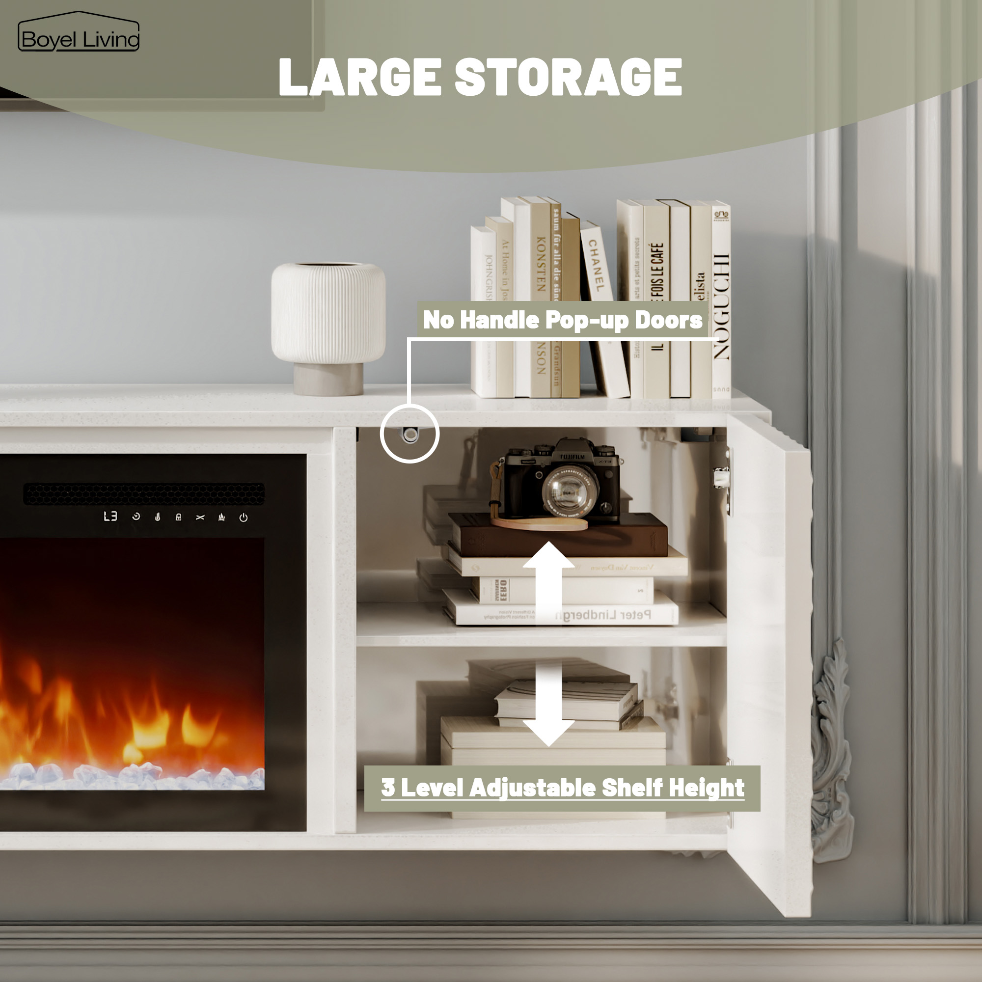 Floating TV Stand with 36" Electric Fireplace