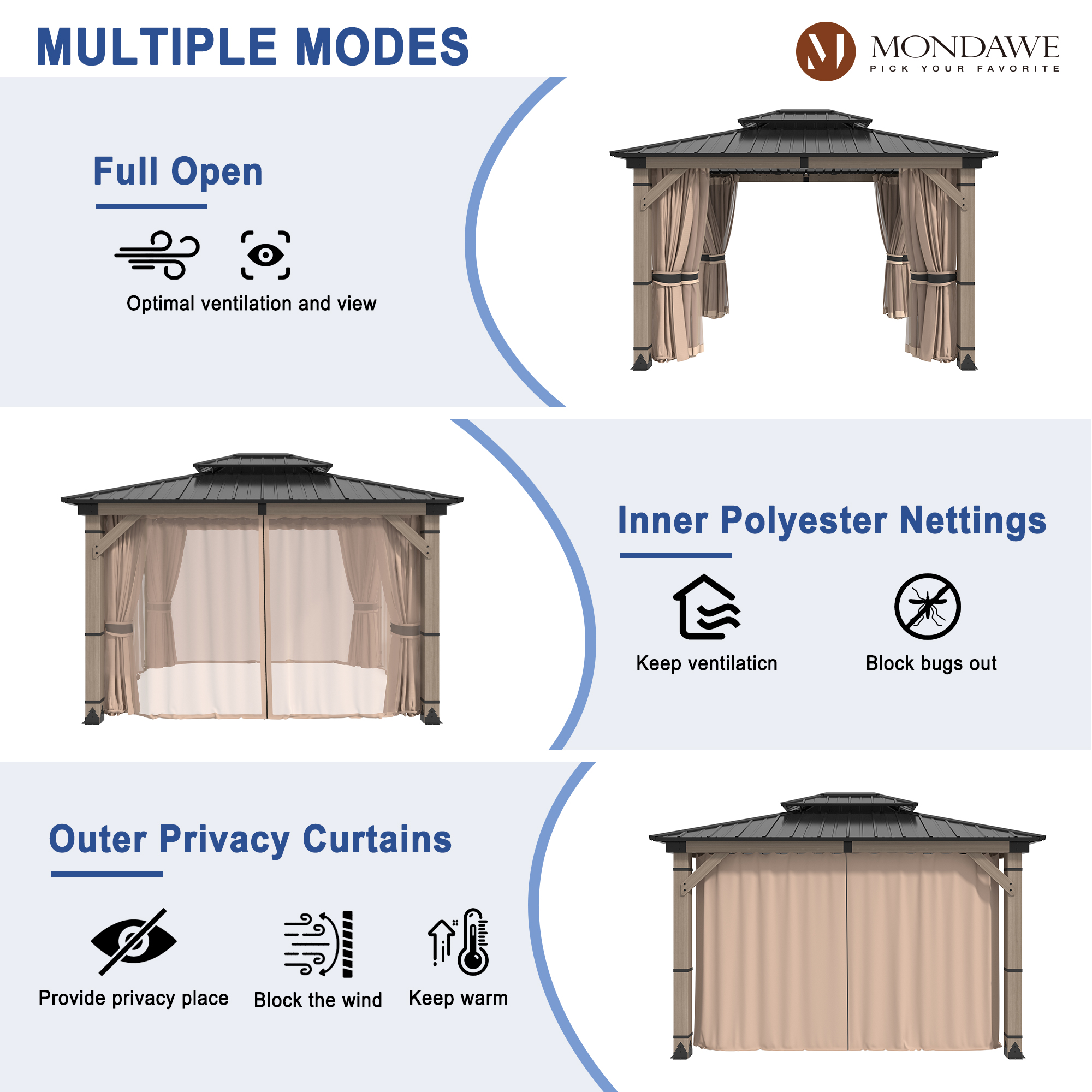 10 ft. x 12 ft. Outdoor Cedar Wood Frame Patio Gazebo Canopy