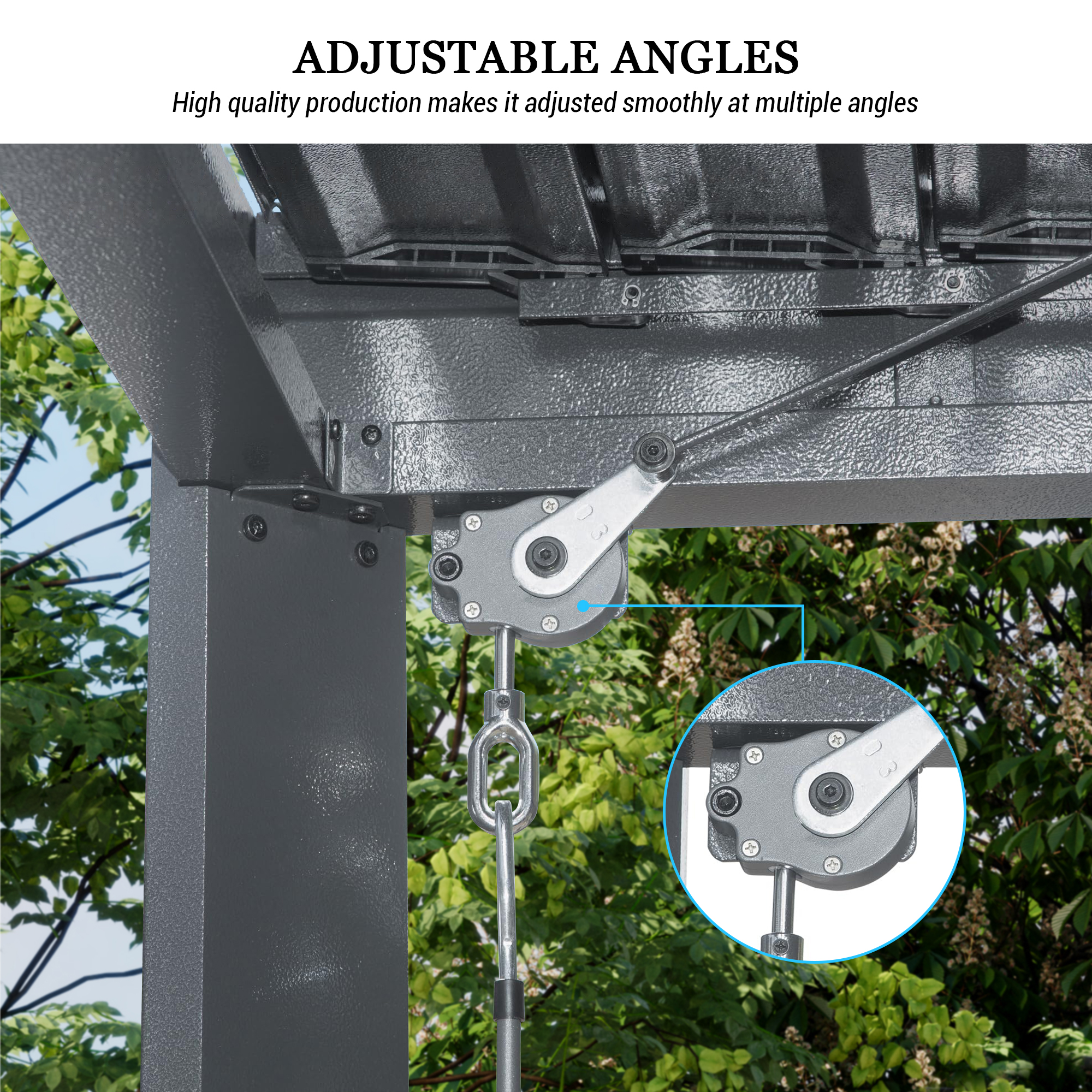 Louvered Pergola, Wood Grain Aluminum Pergola with Adjustable Roof, Wood Looking Aluminum Frame, Efficient Drainage System, Outdoor Pergola for Patio, Deck, Garden