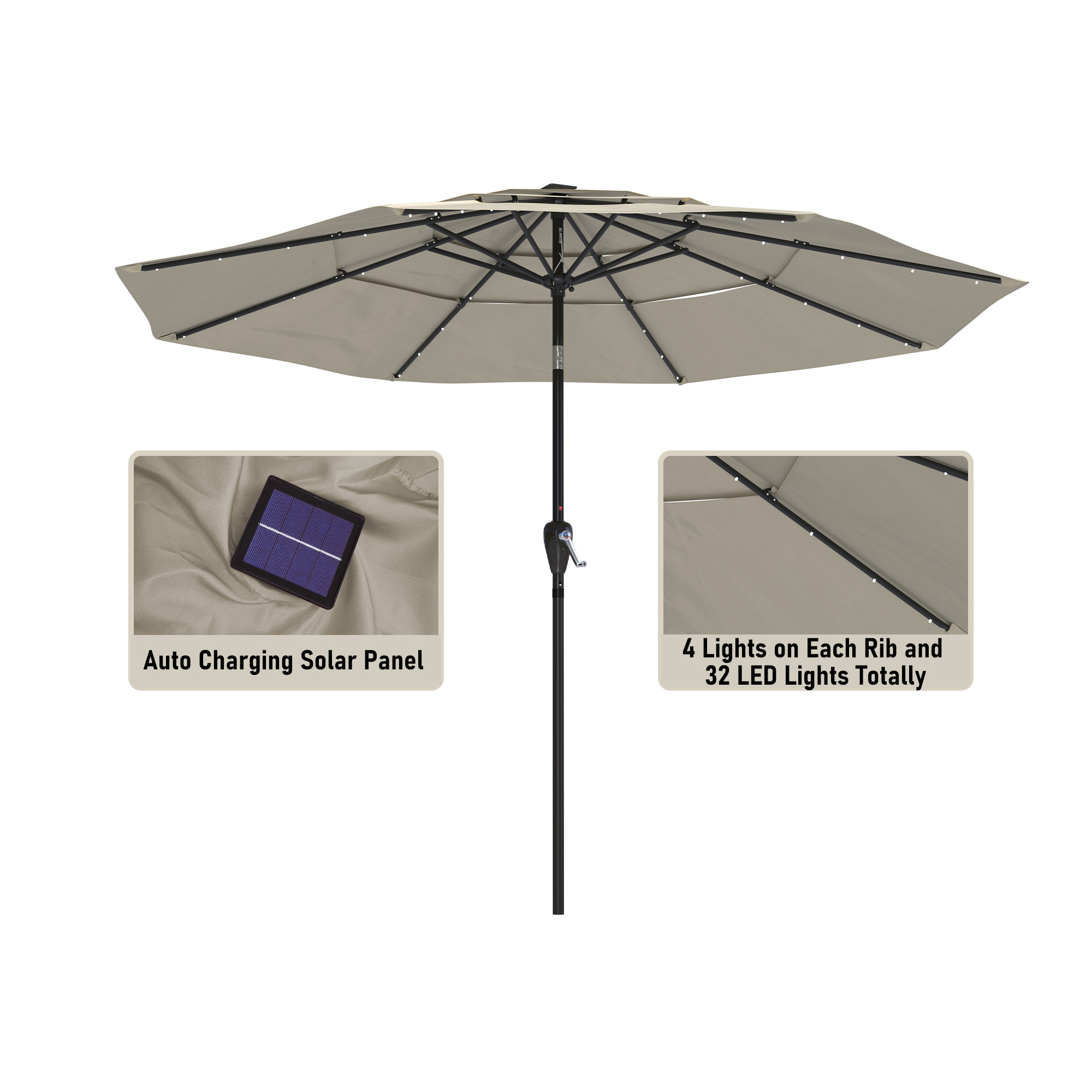 Mondawe 11-Ft Market Patio Umbrella with LED-Mondawe