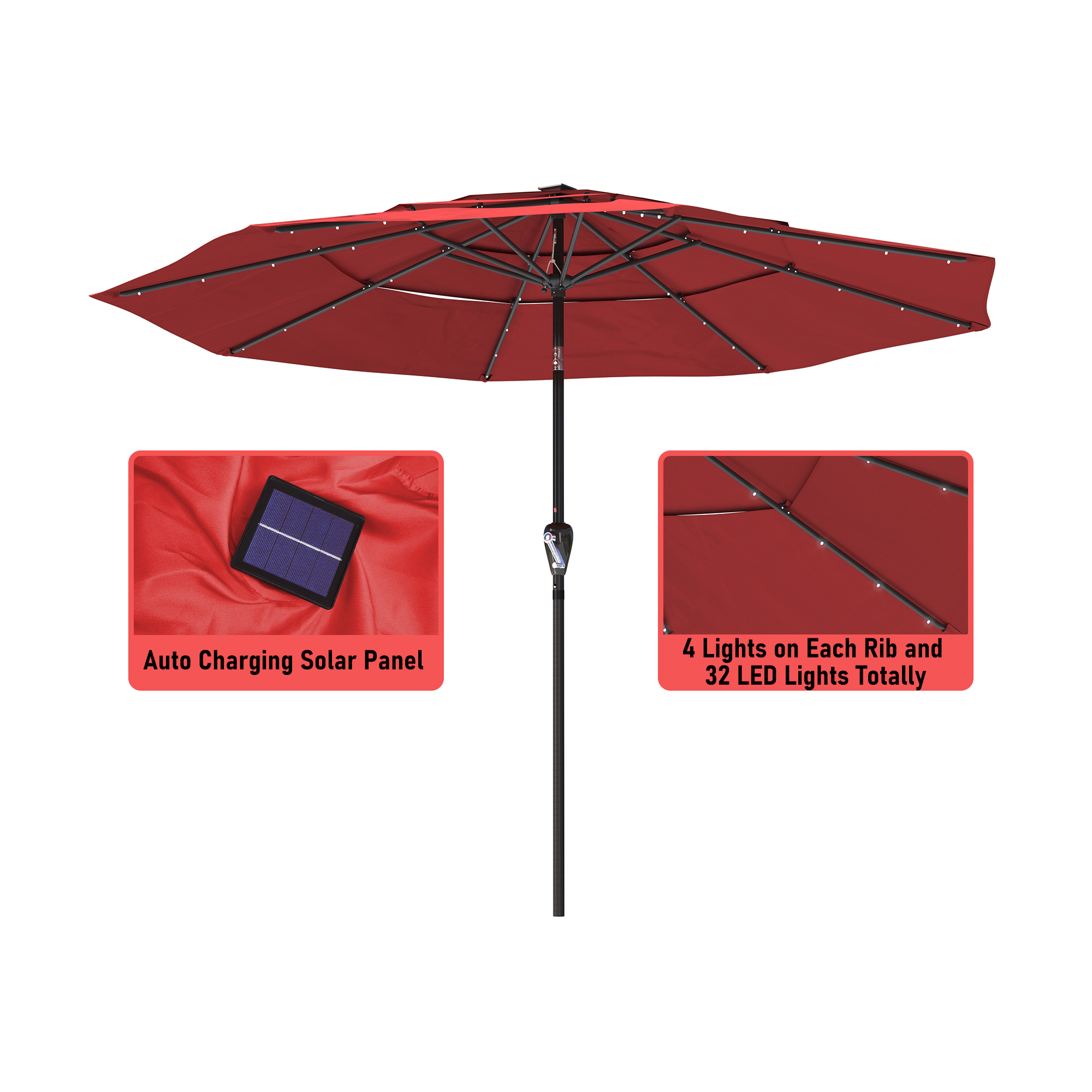 Mondawe 11-Ft Market Patio Umbrella with LED-Mondawe
