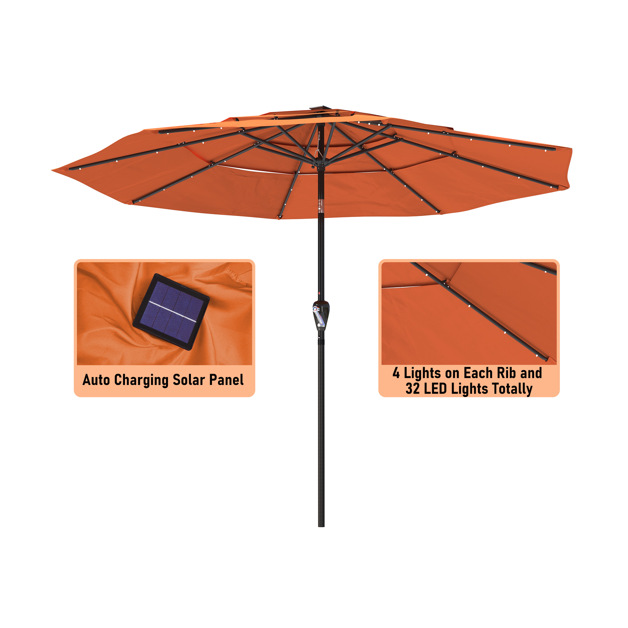 Mondawe 11-Ft Market Patio Umbrella with LED-Mondawe