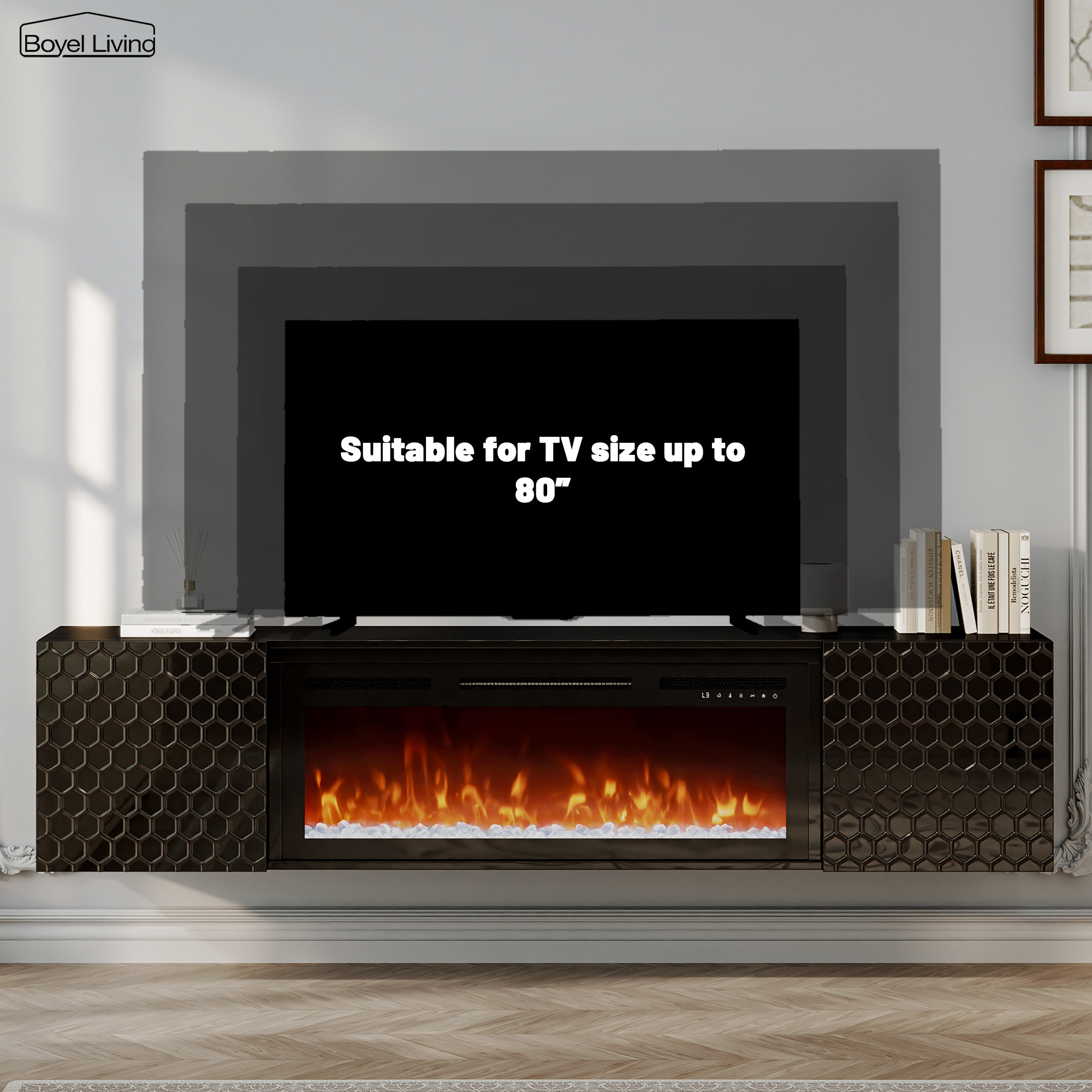 Floating TV Stand with 36" Electric Fireplace
