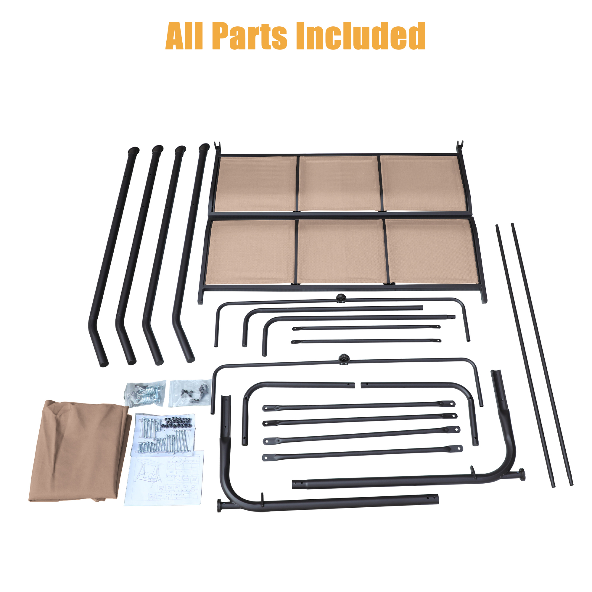 Textilence 3 Seats Steel Frame Patio Swing Chair Swing Glider with Removable Canopy