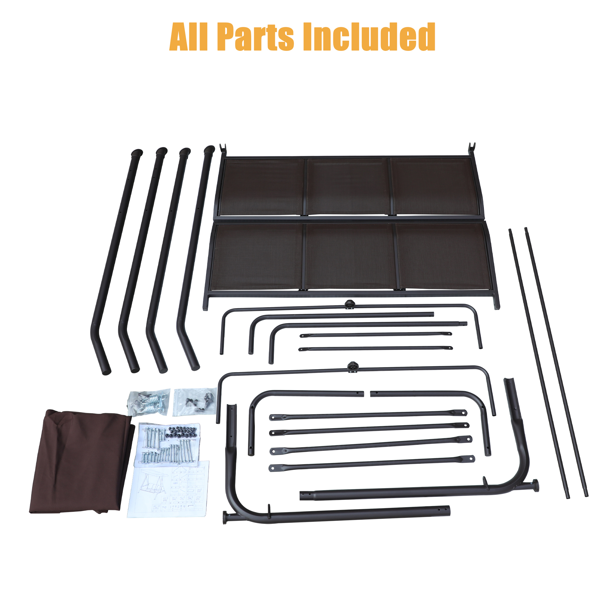 Textilence 3 Seats Steel Frame Patio Swing Chair Swing Glider with Removable Canopy