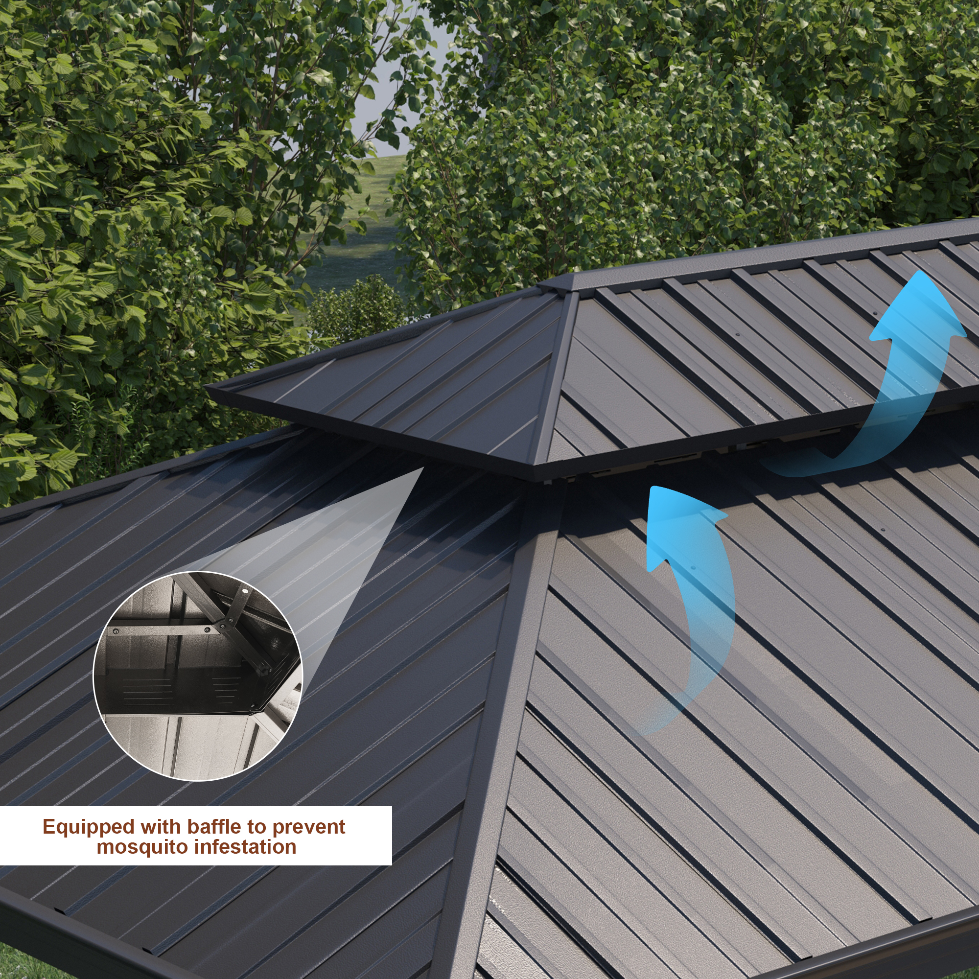 12x20 ft Double Roof Hard Top Aluminum Frame Gazebo with Netting