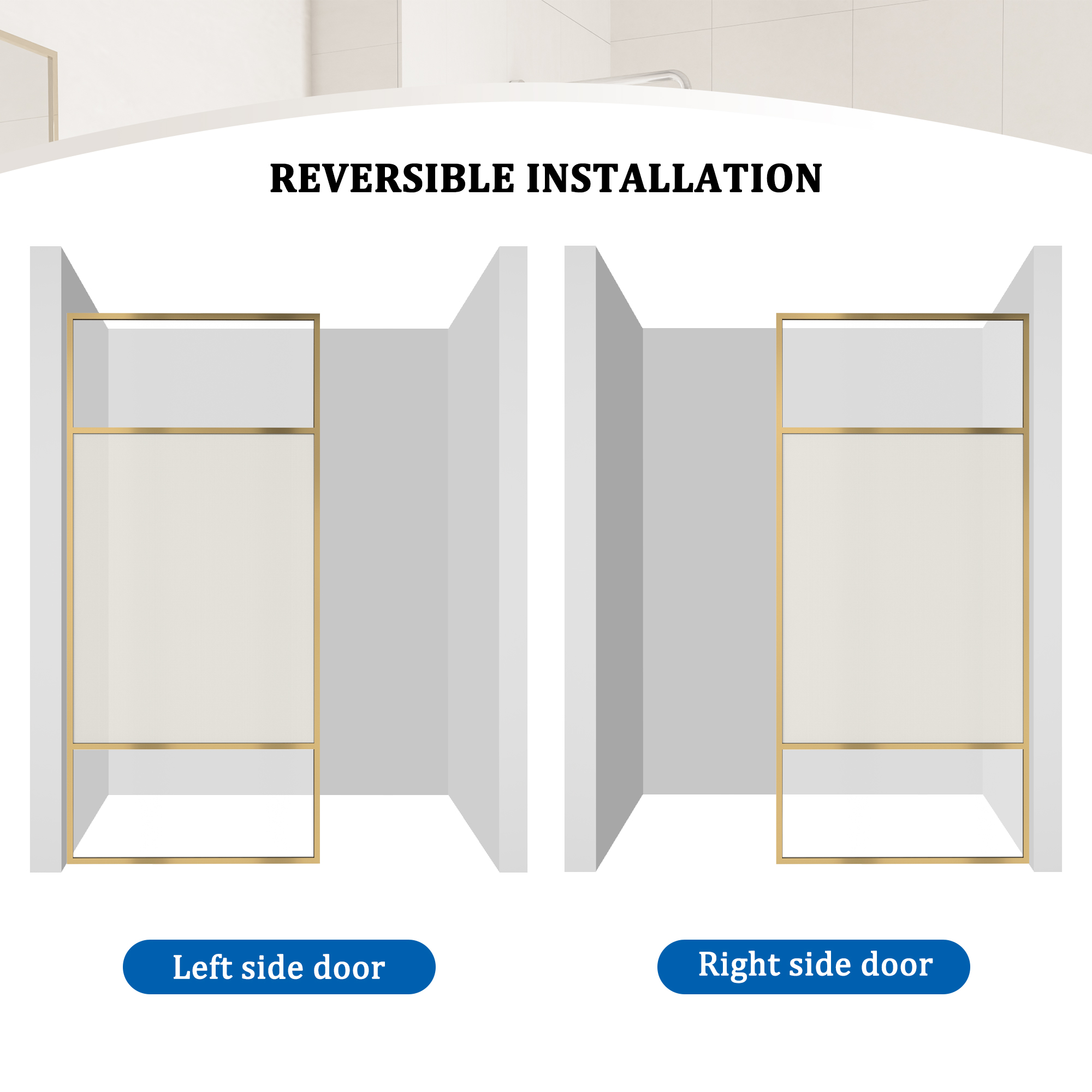 34"x74" Glass Shower Spliced Screen Panel with 304 Stainless Steel Hardware