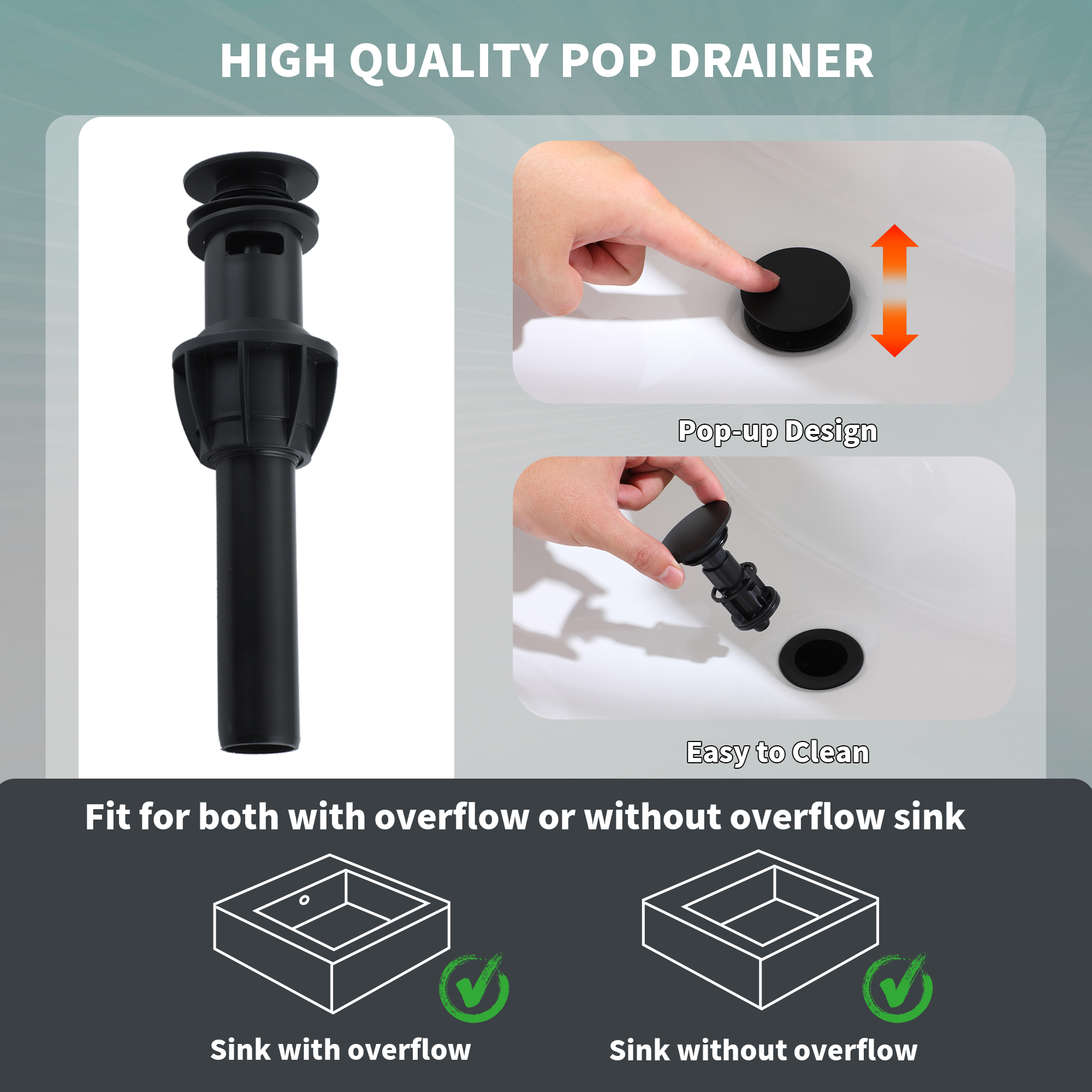 4 in. Center Set Double Handle 3 holes Bathroom Sink Faucet with Pop-up Drain in Matte Black