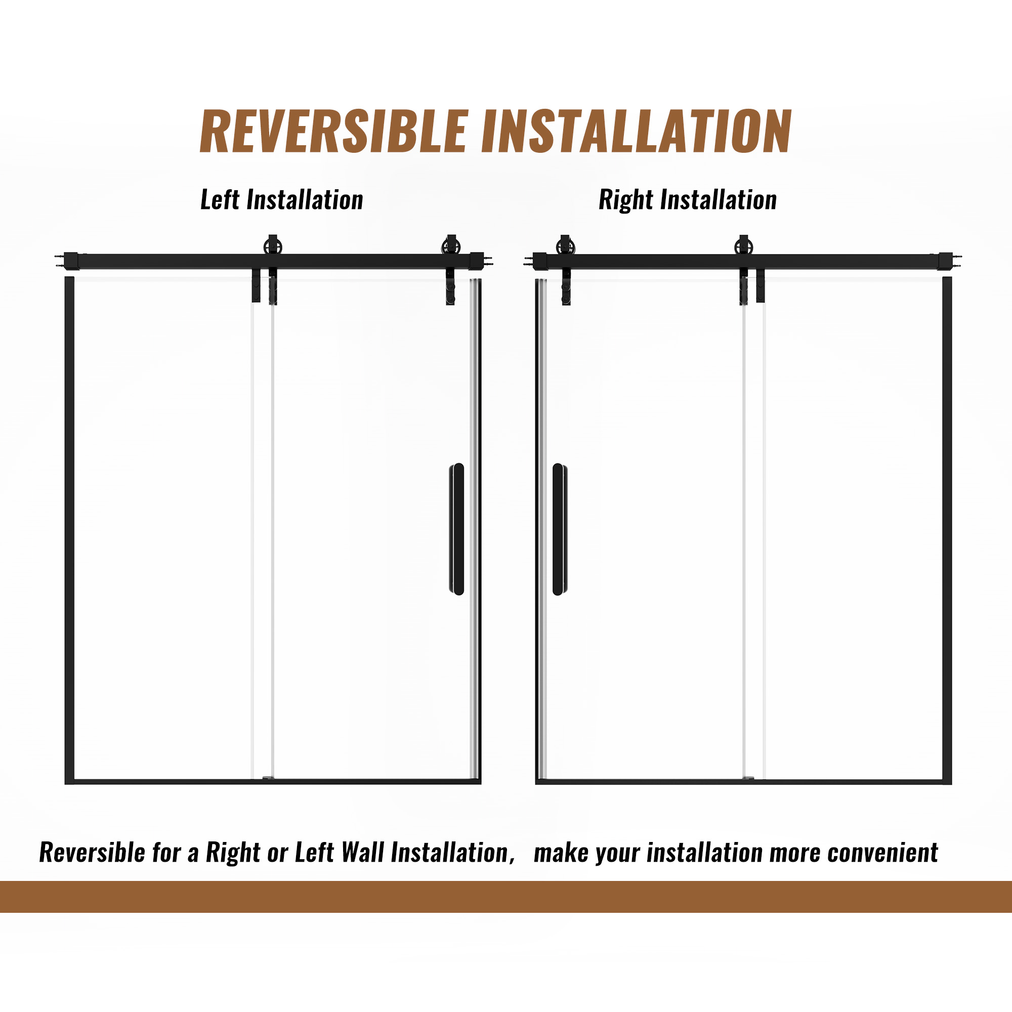 60.6"x 76" Framed Stainless Steel Shower Door with Reversible Installation