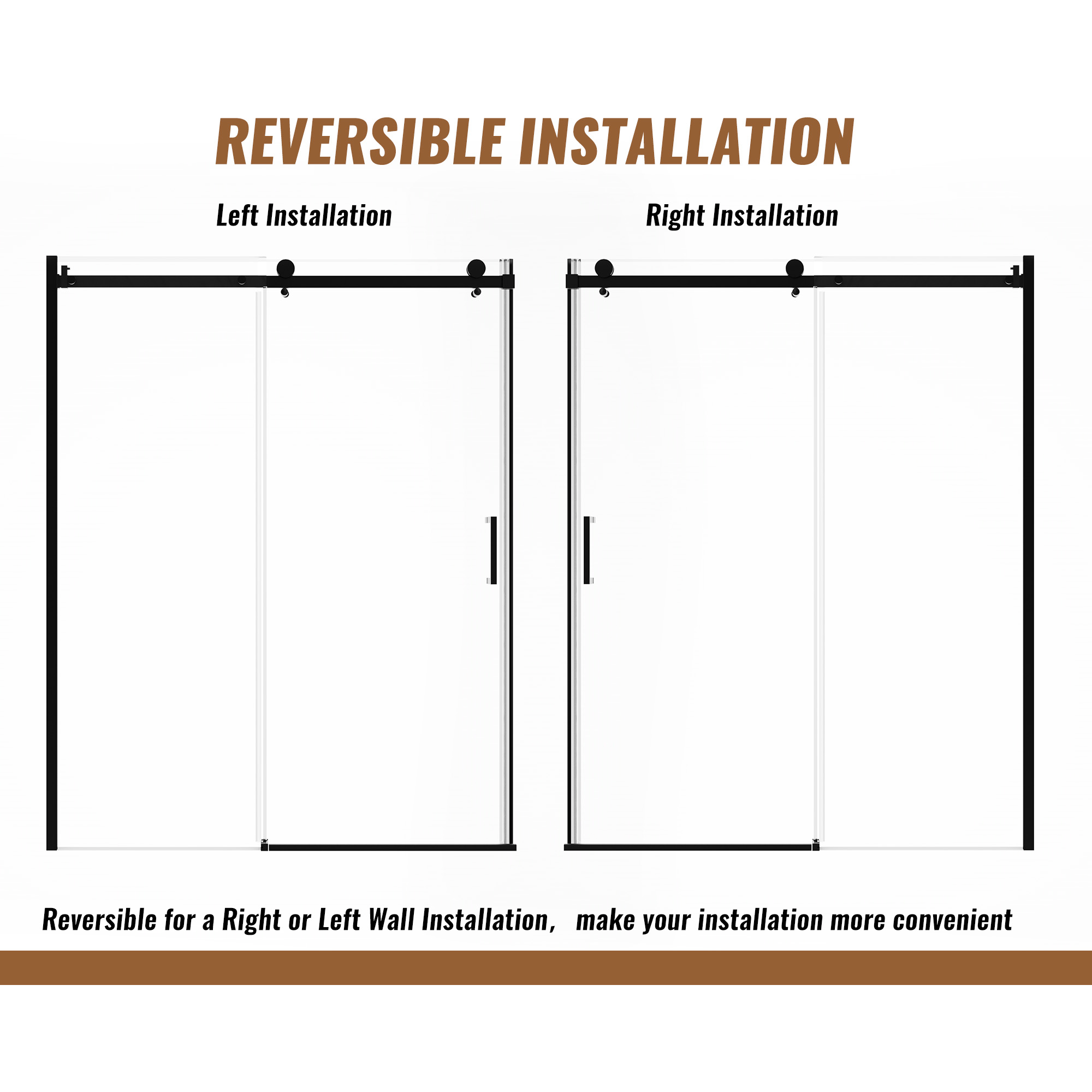 60"x 76" Framed Stainless Steel Shower Door with 3/8" Tempered Glass