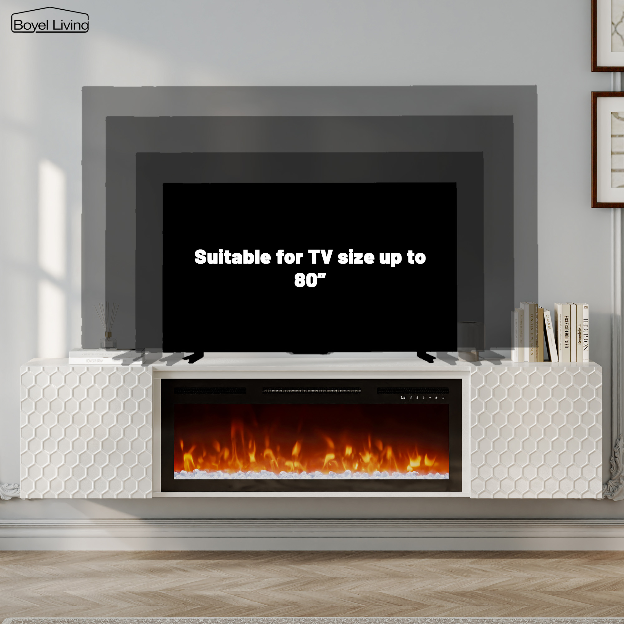 Floating TV Stand with 36" Electric Fireplace